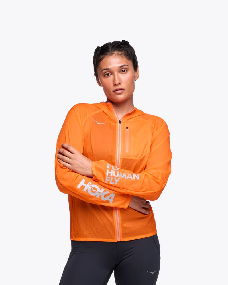 Women's Skyflow Jacket Viz in Electric Tangerine 1