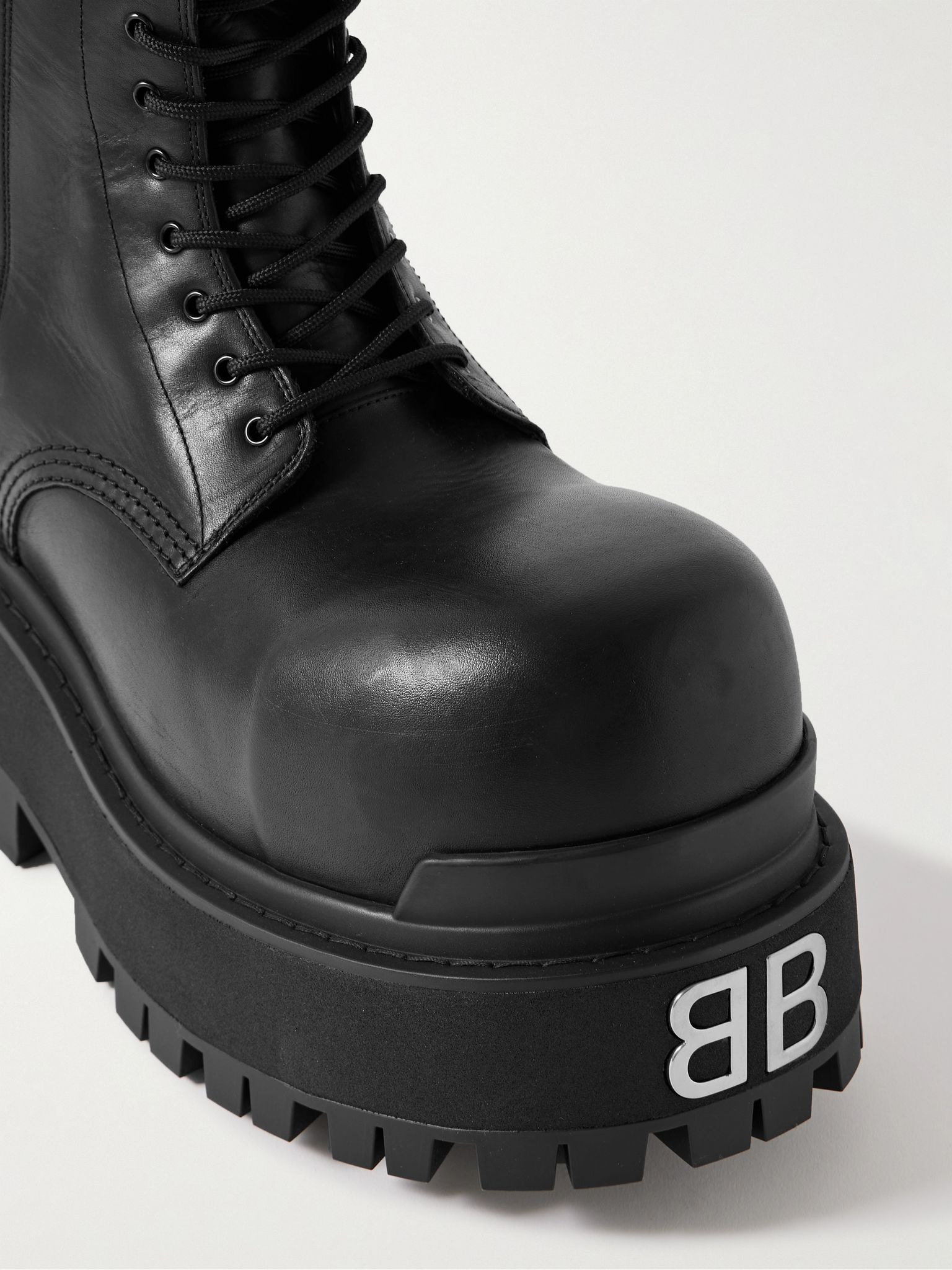 Giant Logo-Embellished Leather Boots Black - 5
