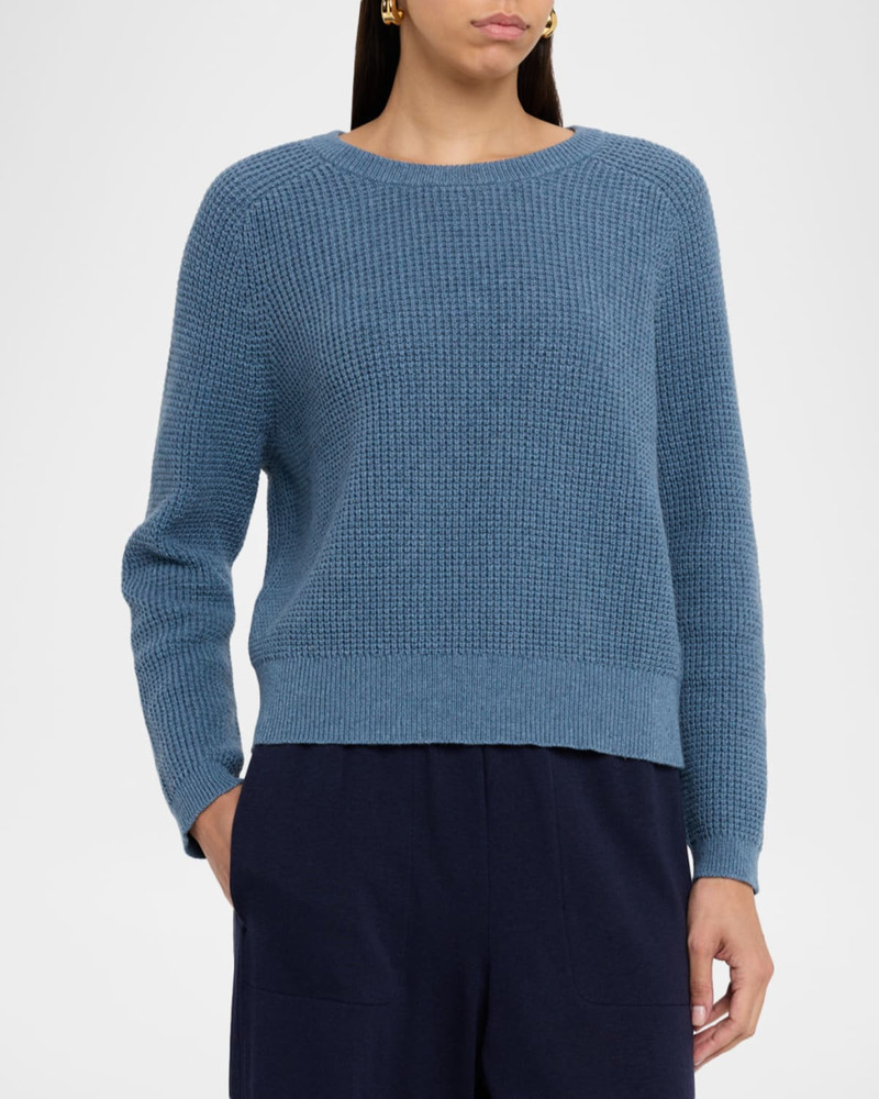 Crewneck Cotton-Cashmere Thermal Knit Top 4