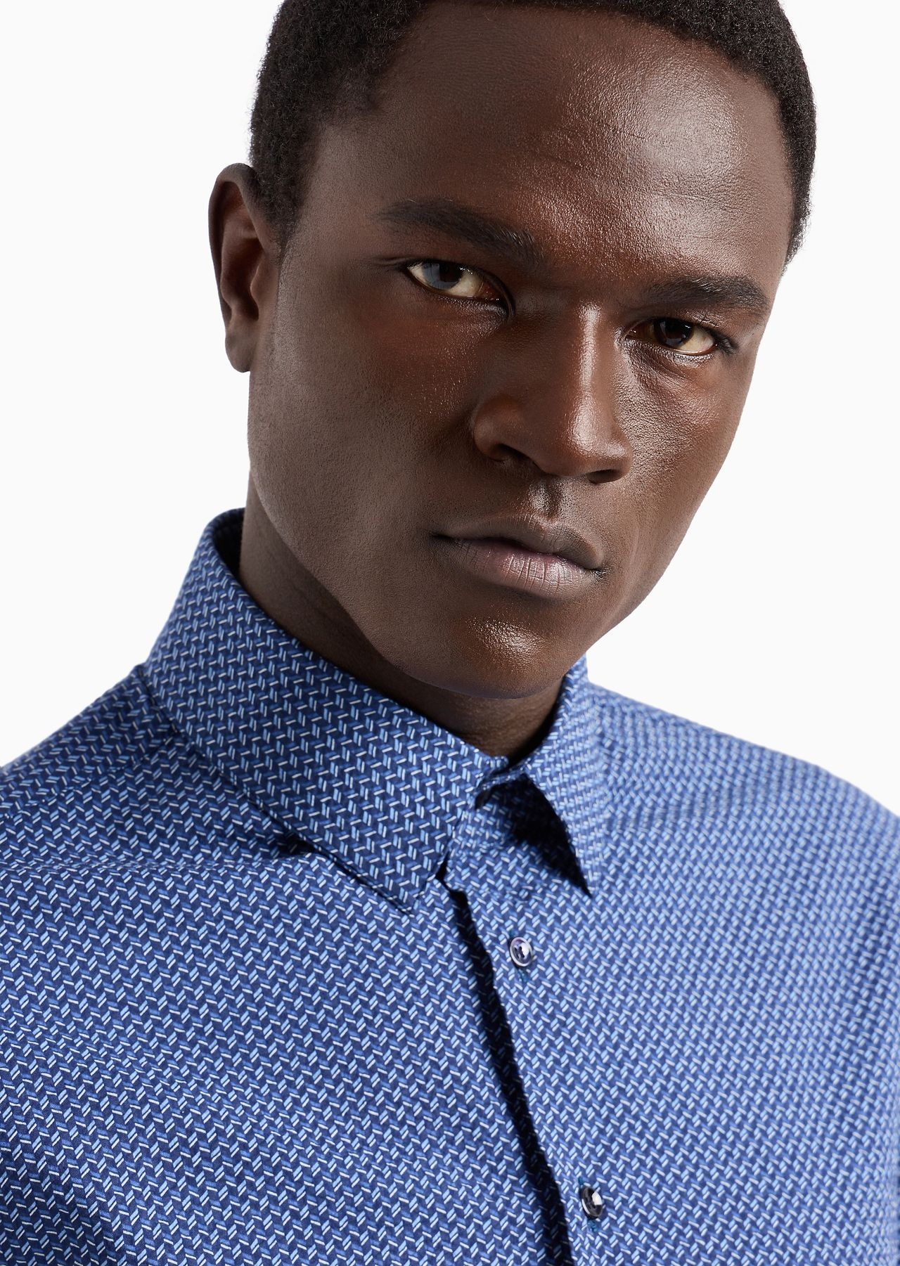 Regular-fit cotton-seersucker shirt with a geometric motif - 5