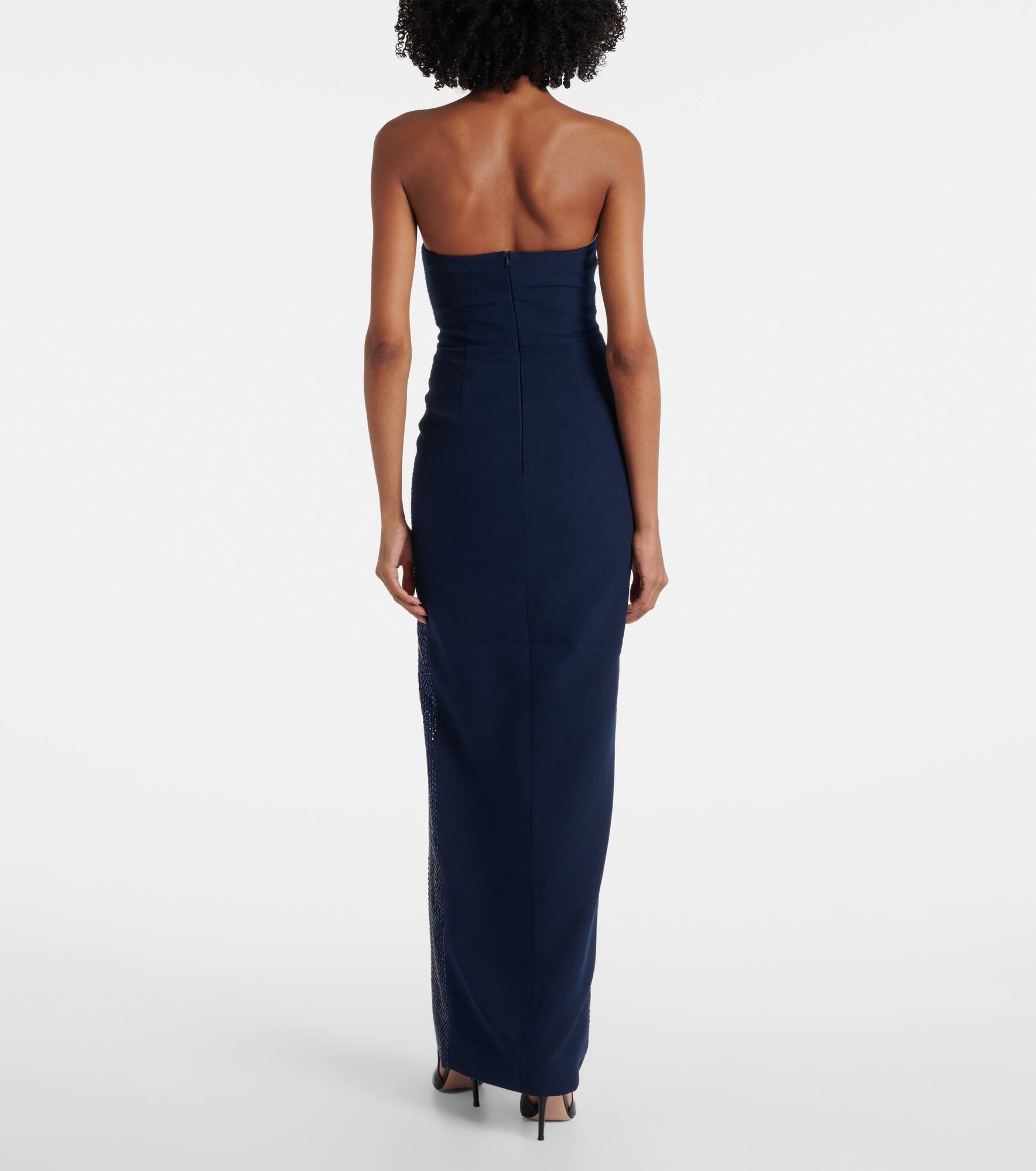 Embellished strapless crêpe gown - 3