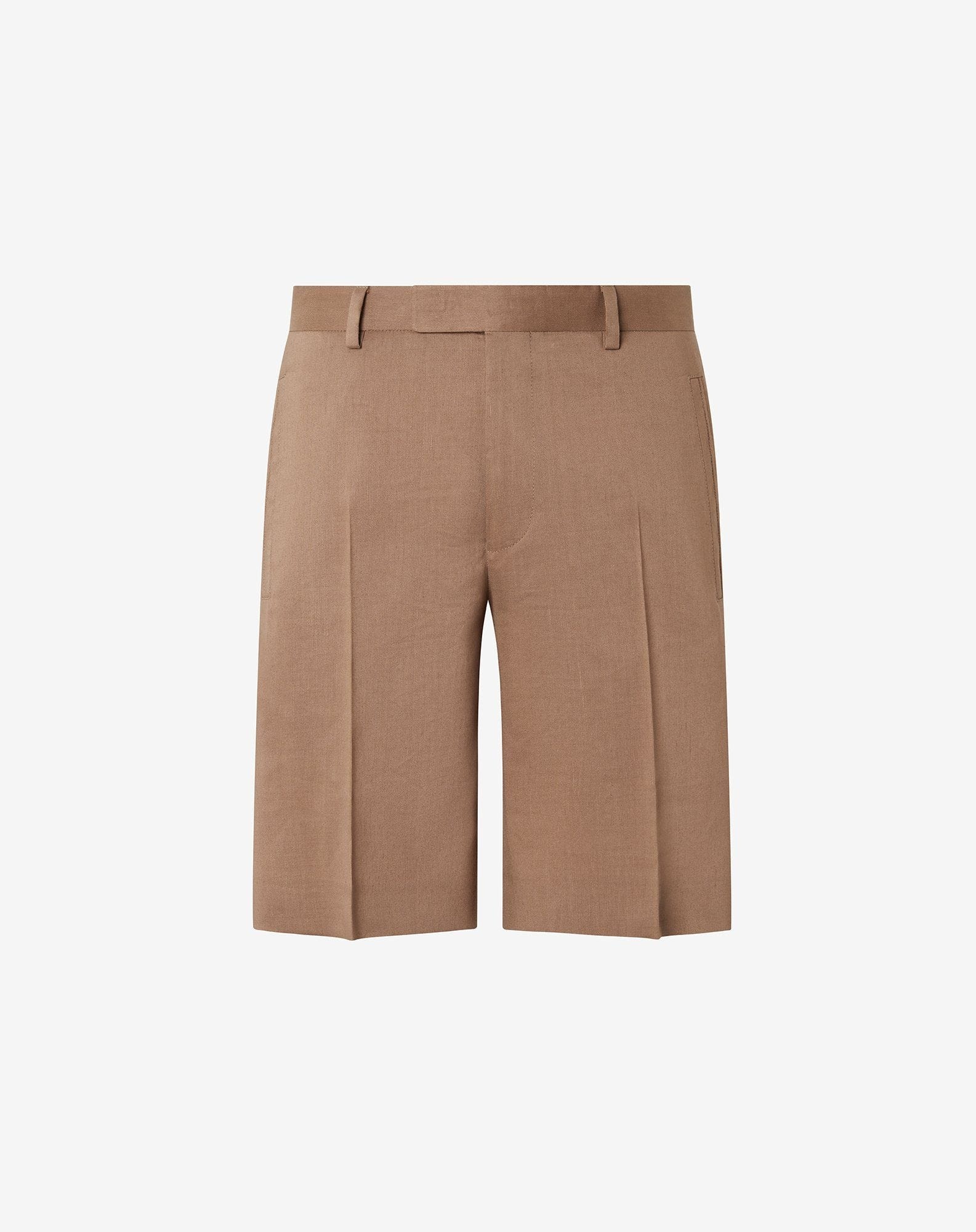Beige linen, wool and mohair Bermuda shorts - 1
