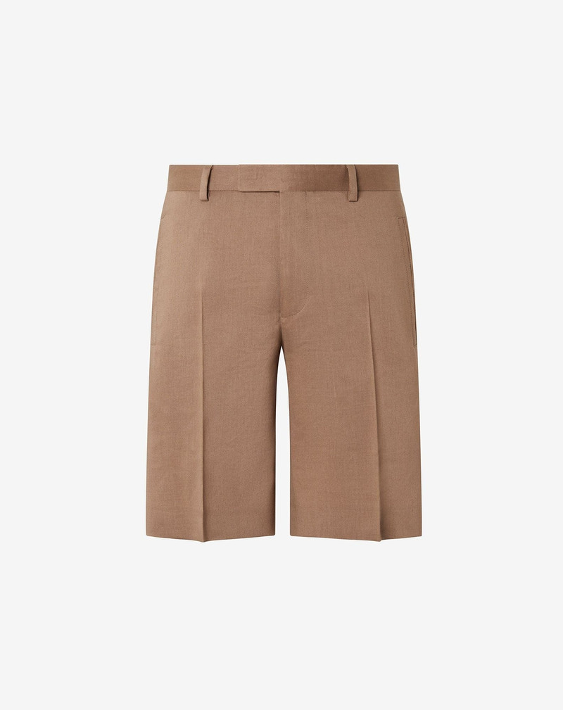 Beige linen, wool and mohair Bermuda shorts 1