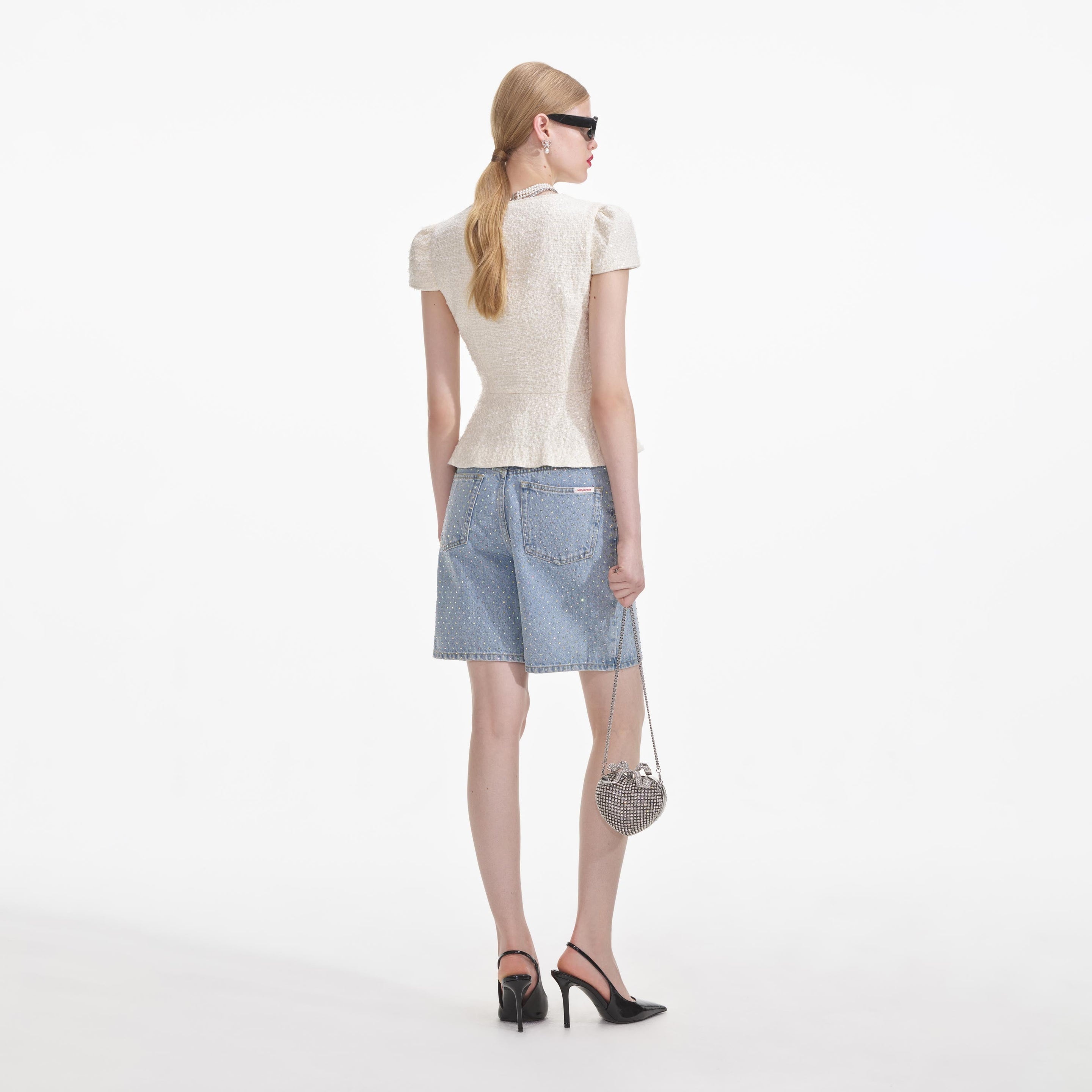 Cream Boucle Bow Detail Top - 3