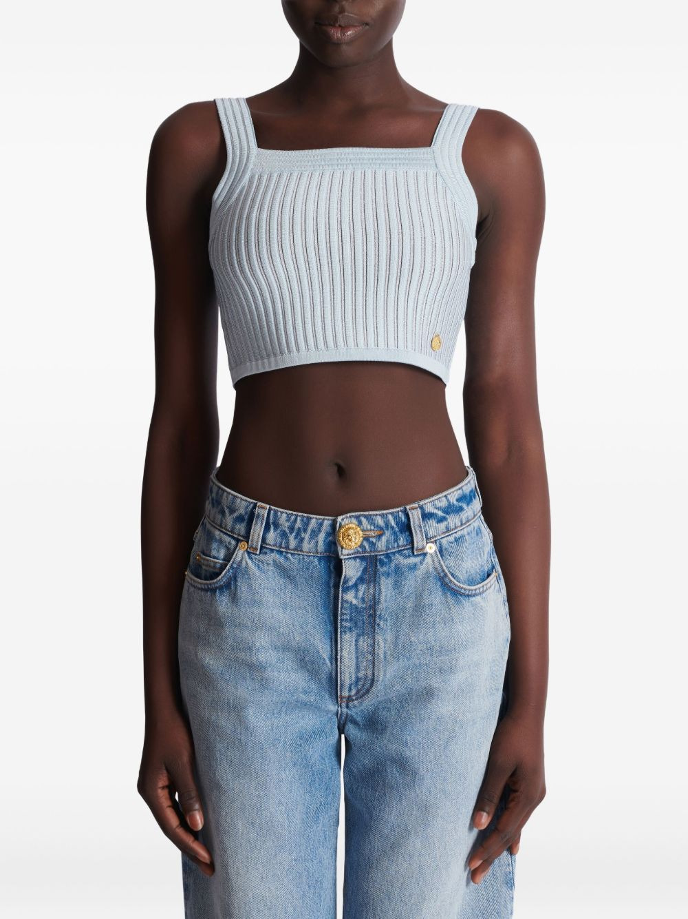 ribbed square-neck top - 4