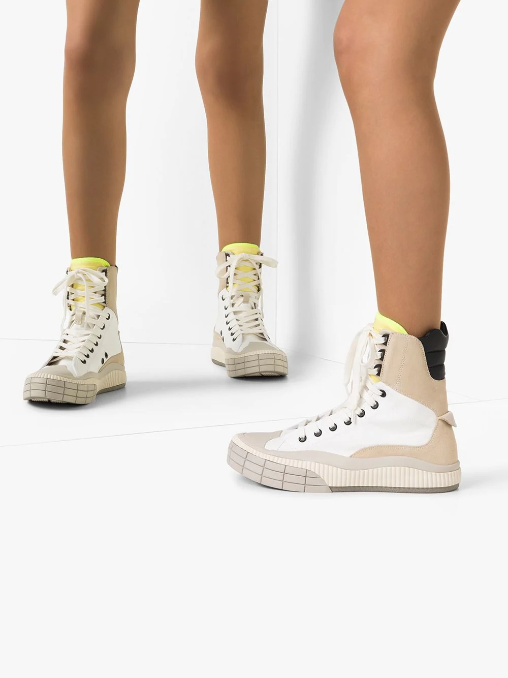 panelled hi-top canvas sneakers - 3