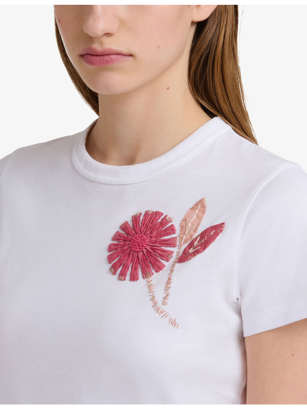 Floral-Embroidered Short-Sleeved Cotton-Jersey T-Shirt - 5