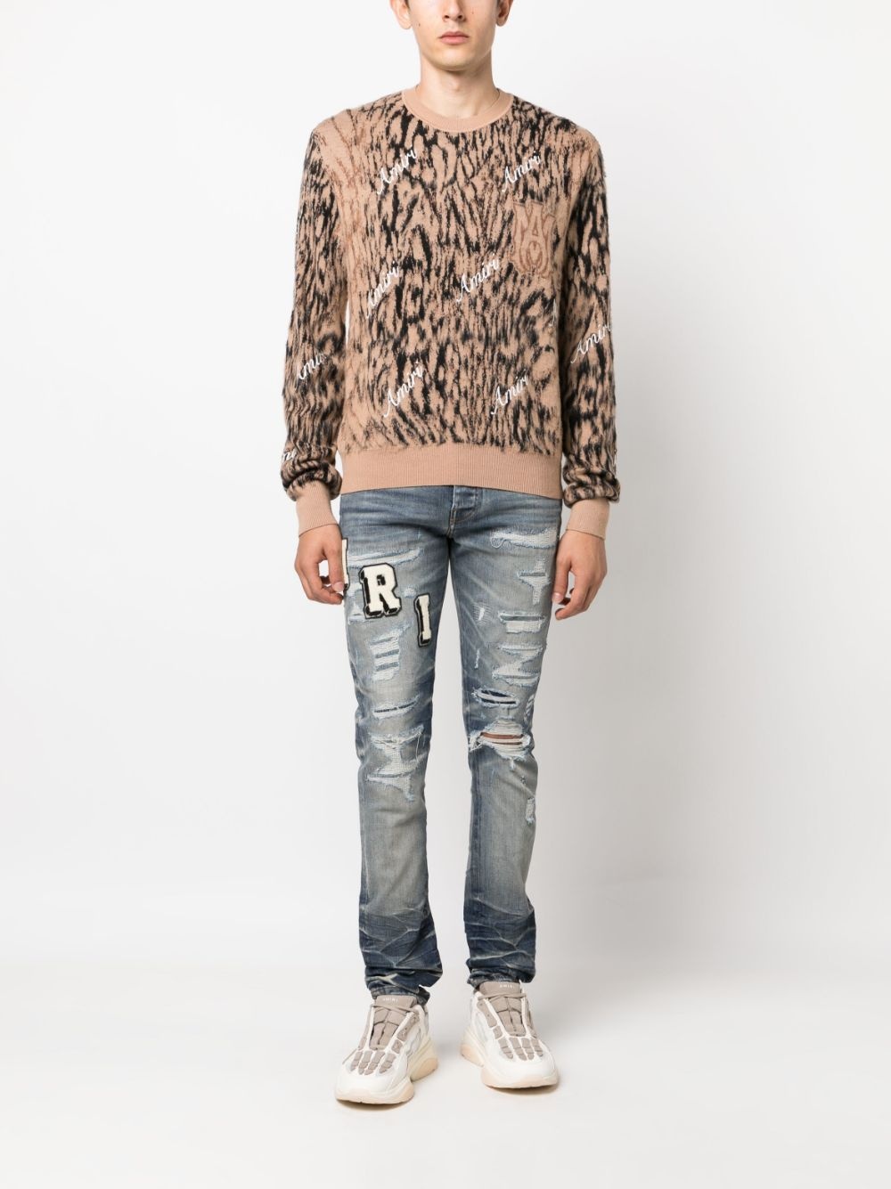 logo-embroidered patterned jumper - 2