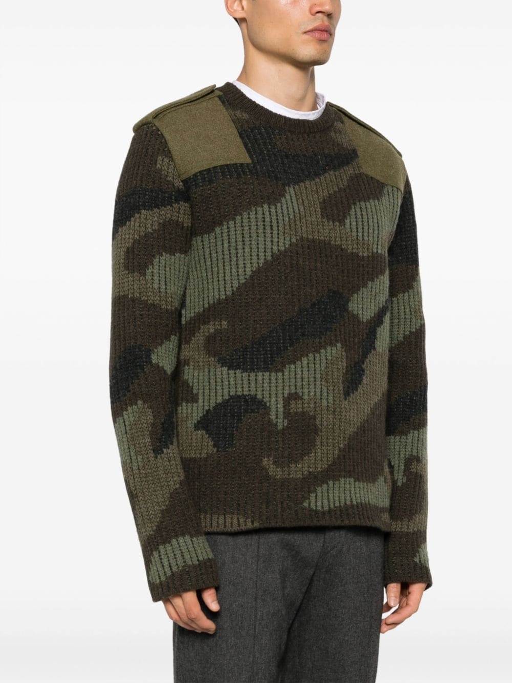 camouflage panelled ribbed-knit jumper - 3