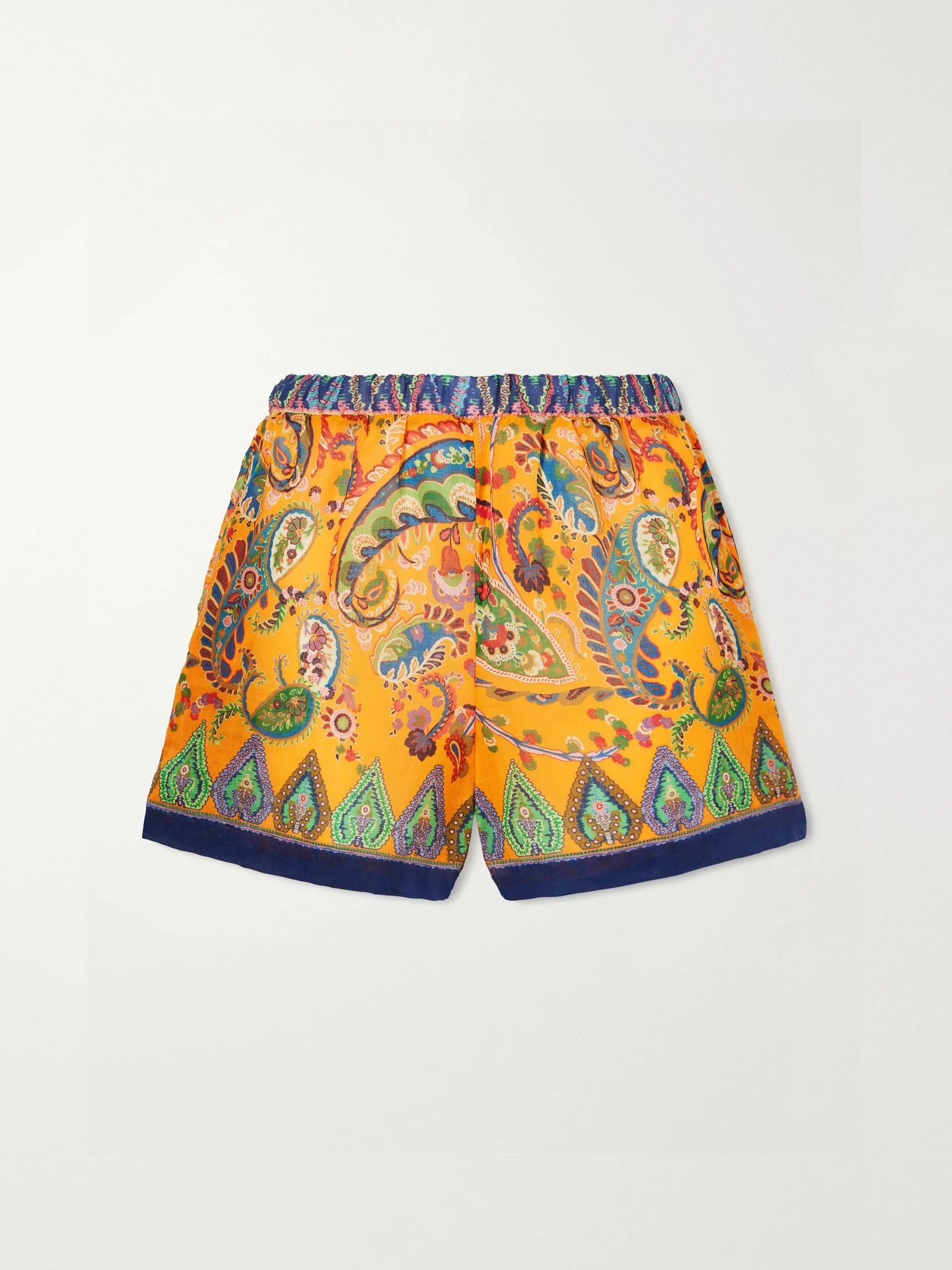 Paisley-print ramie shorts Orange - 1
