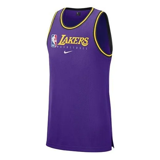 Nike NBA DRI-FIT Los Angeles Lakers Sports Basketball Jersey/Vest Purple BQ9344-504 - 1