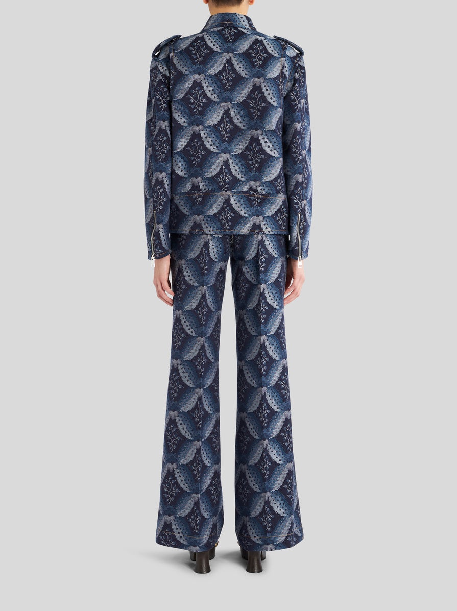 DENIM JACQUARD BIKER JACKET - 4