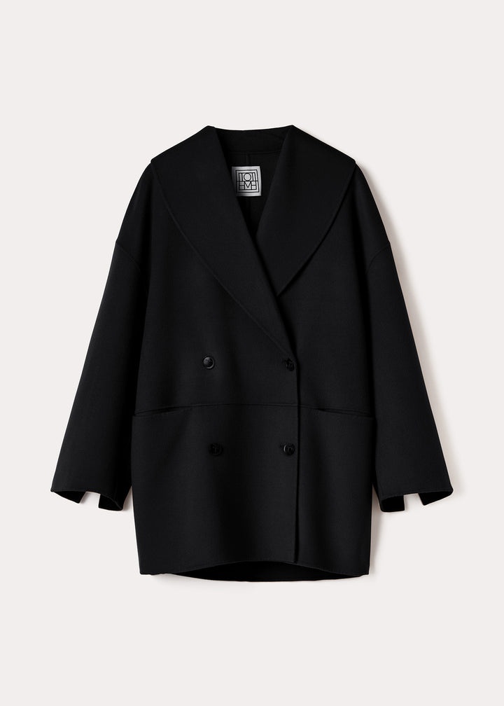 Double-breasted wool jacket black - 1