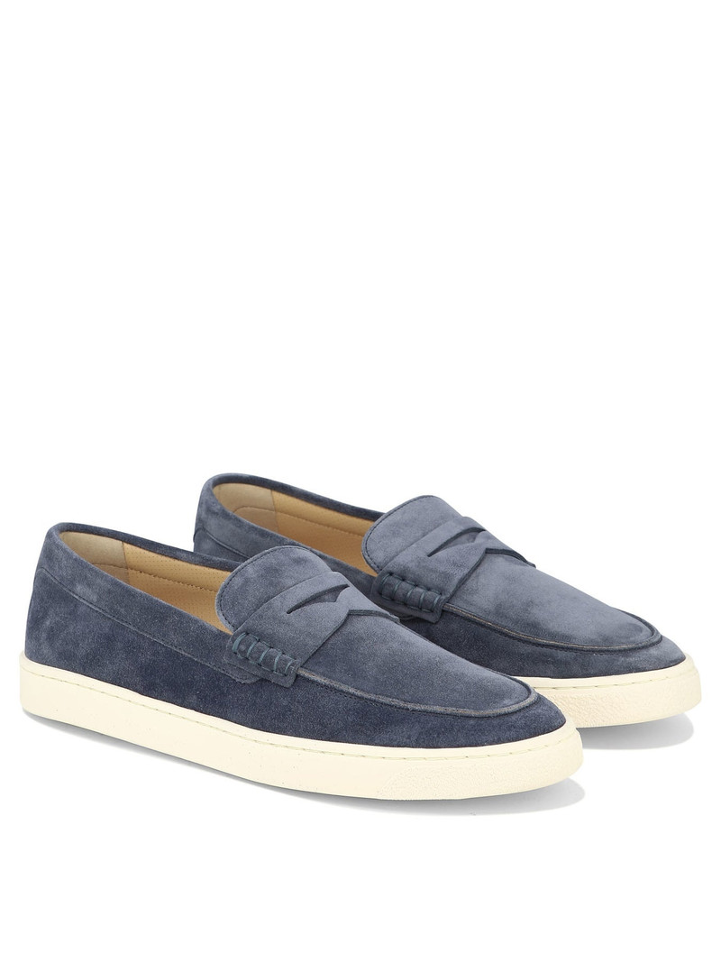 Brunello Cucinelli Suede Loafers With Latex Sole Loafers & Slippers Blue outlook
