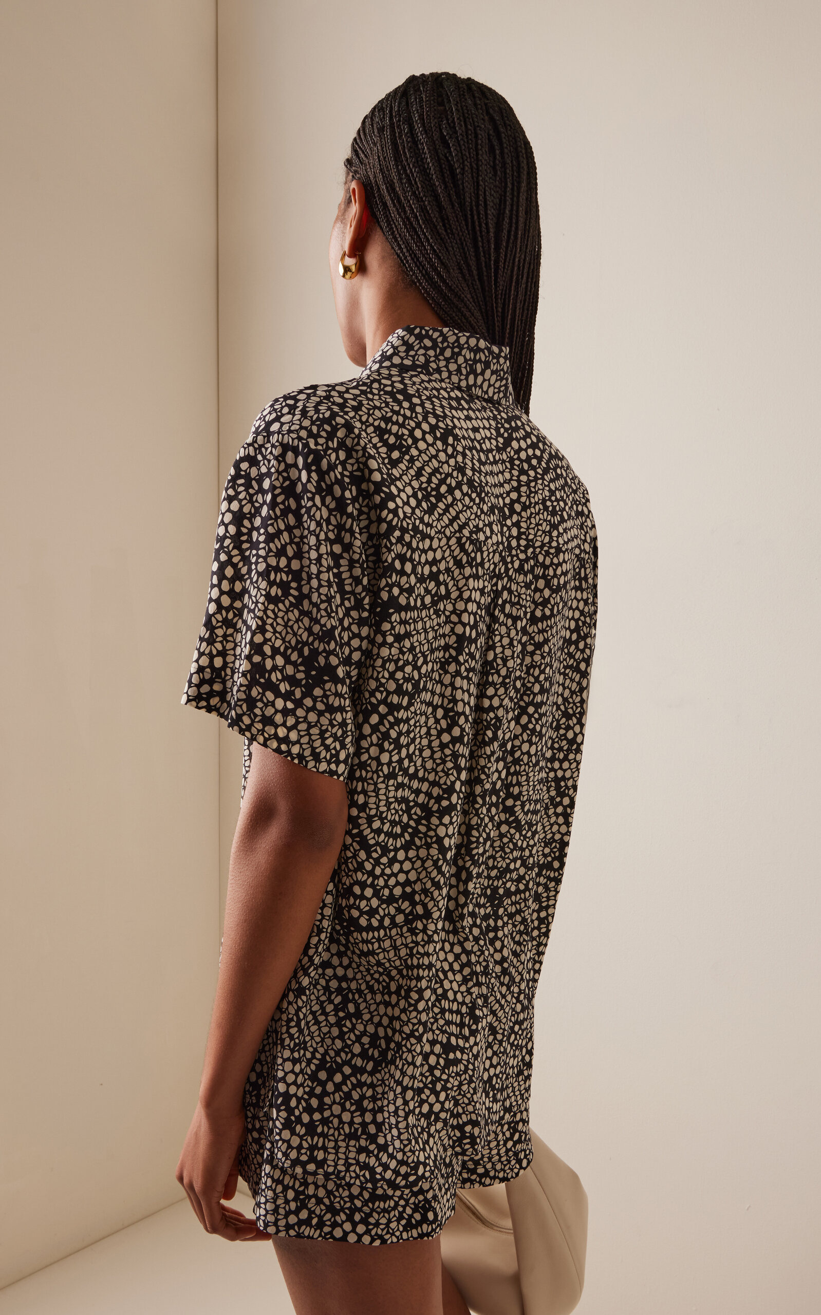 Exclusive Oversized Silk Shirt black/white - 4