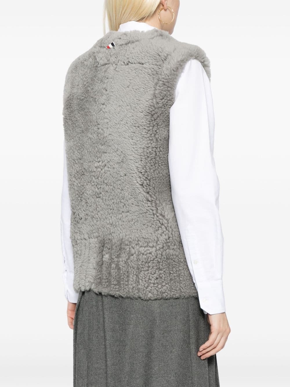 V-neck shearling gilet - 4