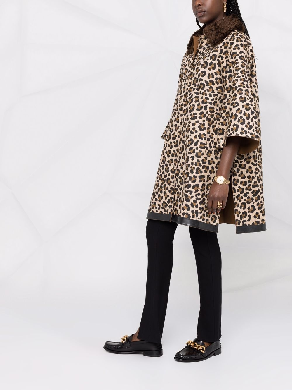 reversible leopard-print cape coat - 6