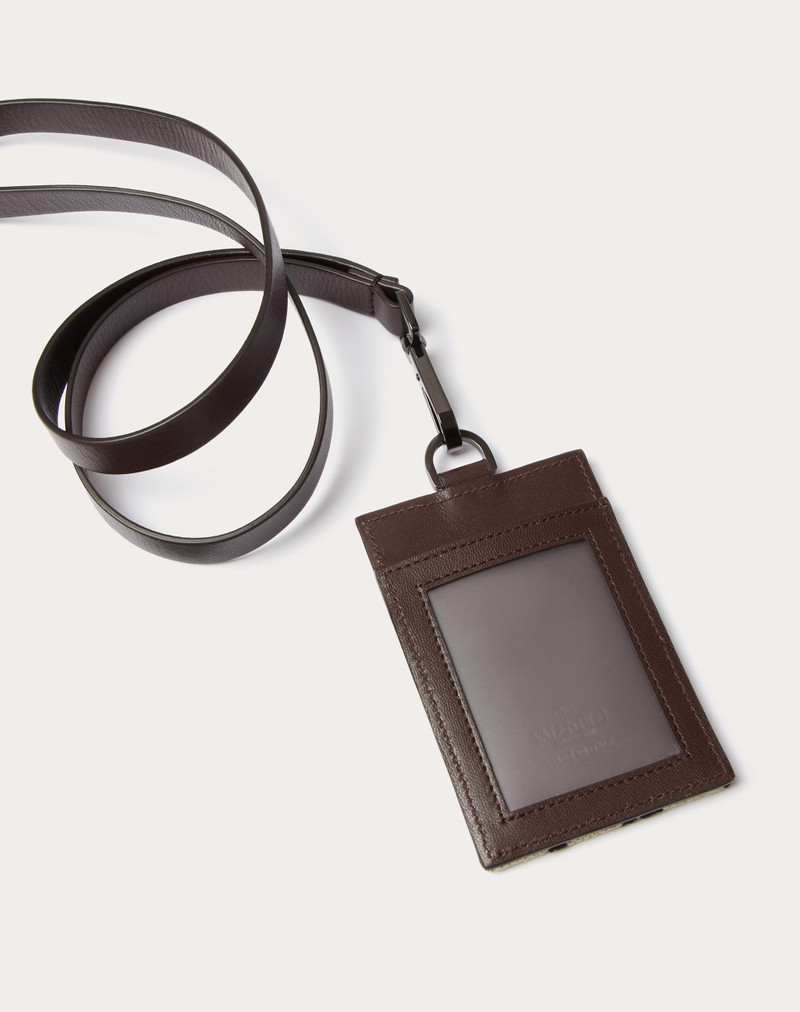 VERTICAL CARDHOLDER IN TOILE ICONOGRAPHE WITH LEATHER DETAILS 3