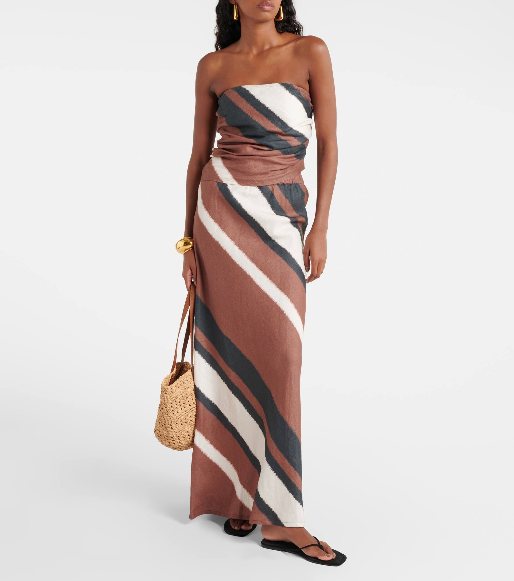 Setubal striped linen tube top - 2