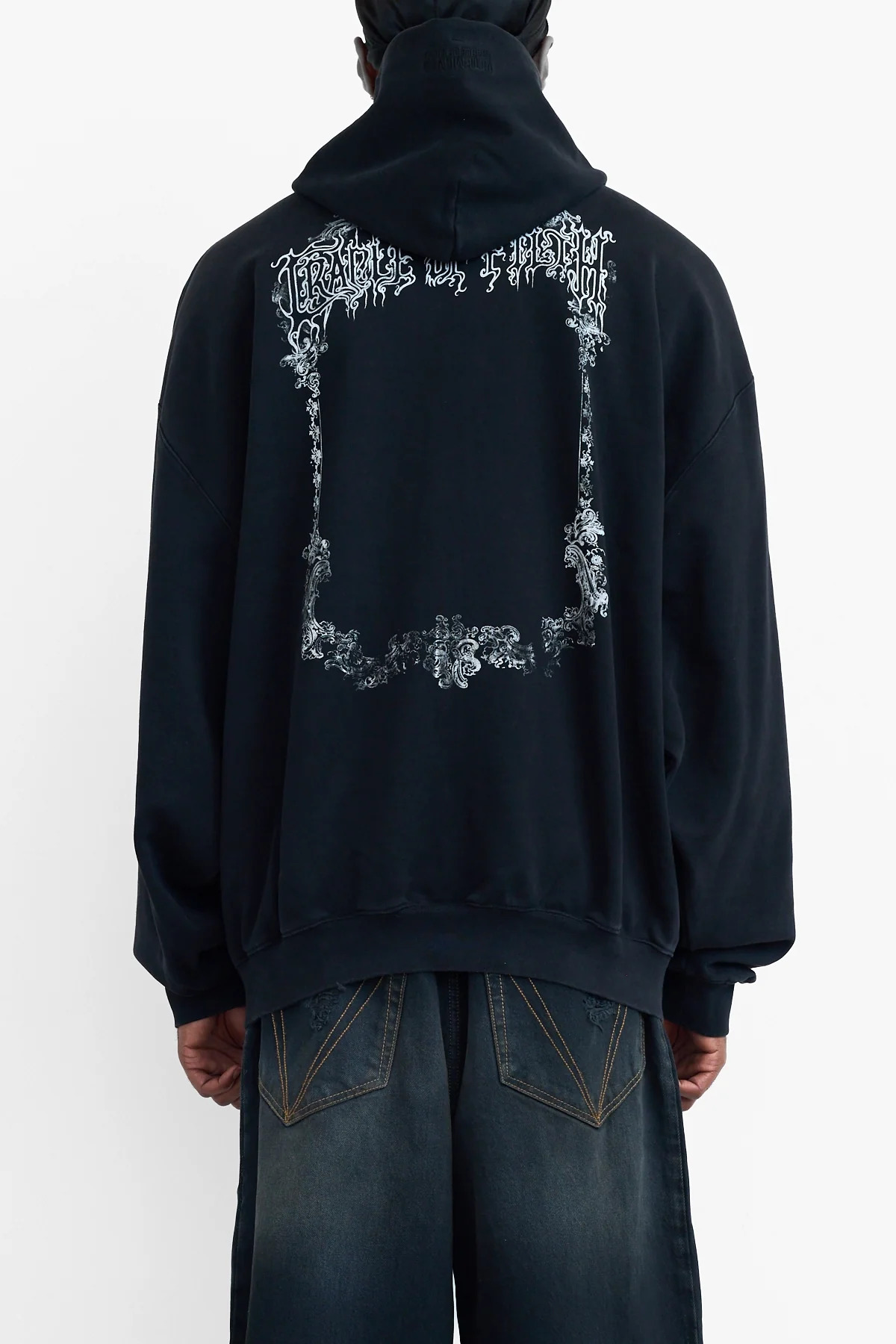 Vetements Cof Butterfly Oversized Zip-Up Hoodie Washed Black - 5