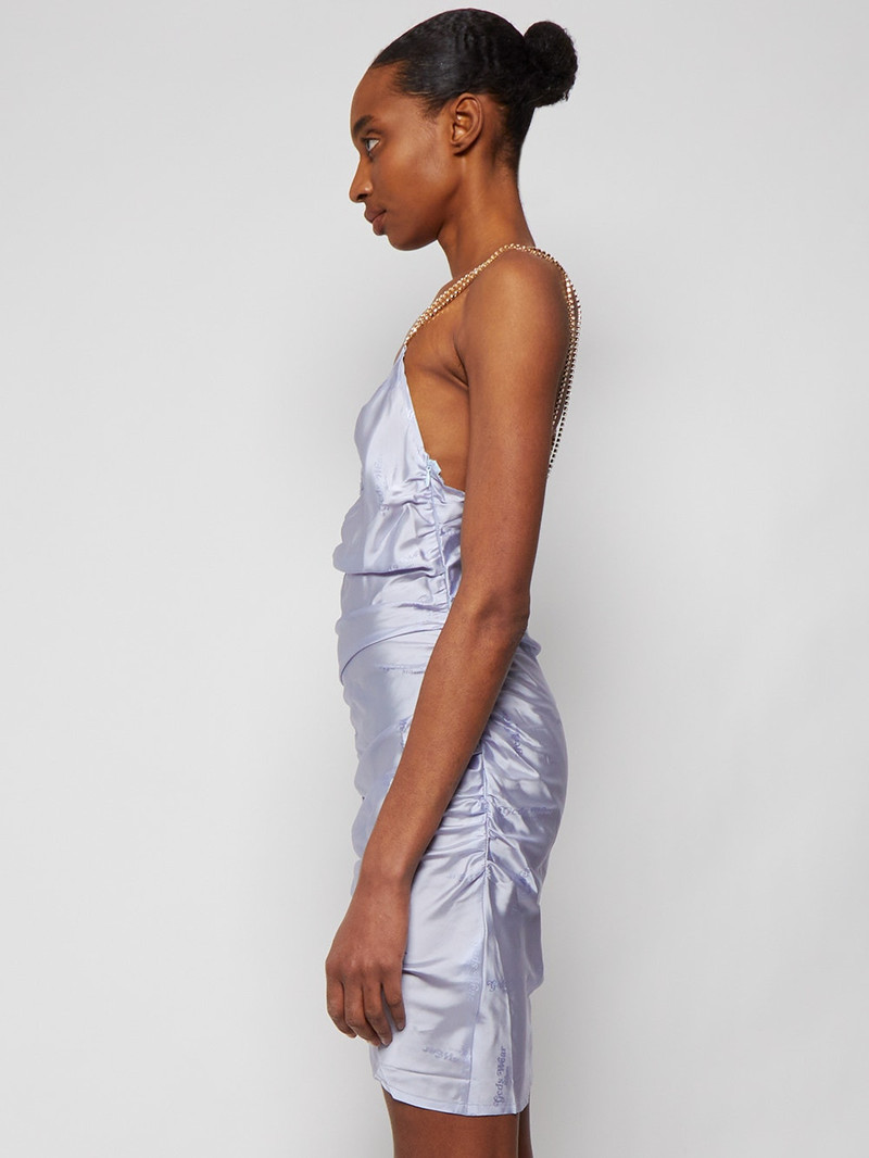 Asymmetrical Gathered Logo Dress New Light Blue 4