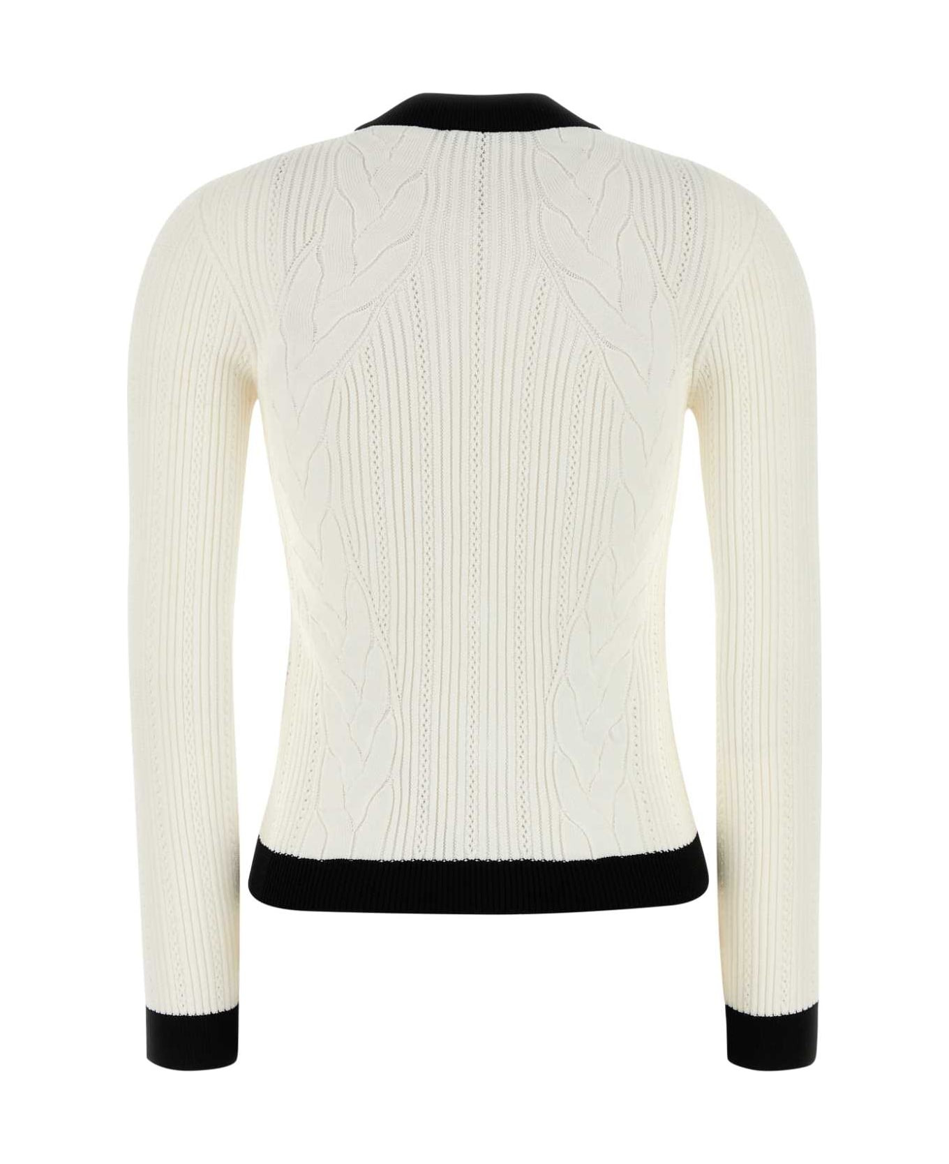 White Viscose Blend Cardigan - 2