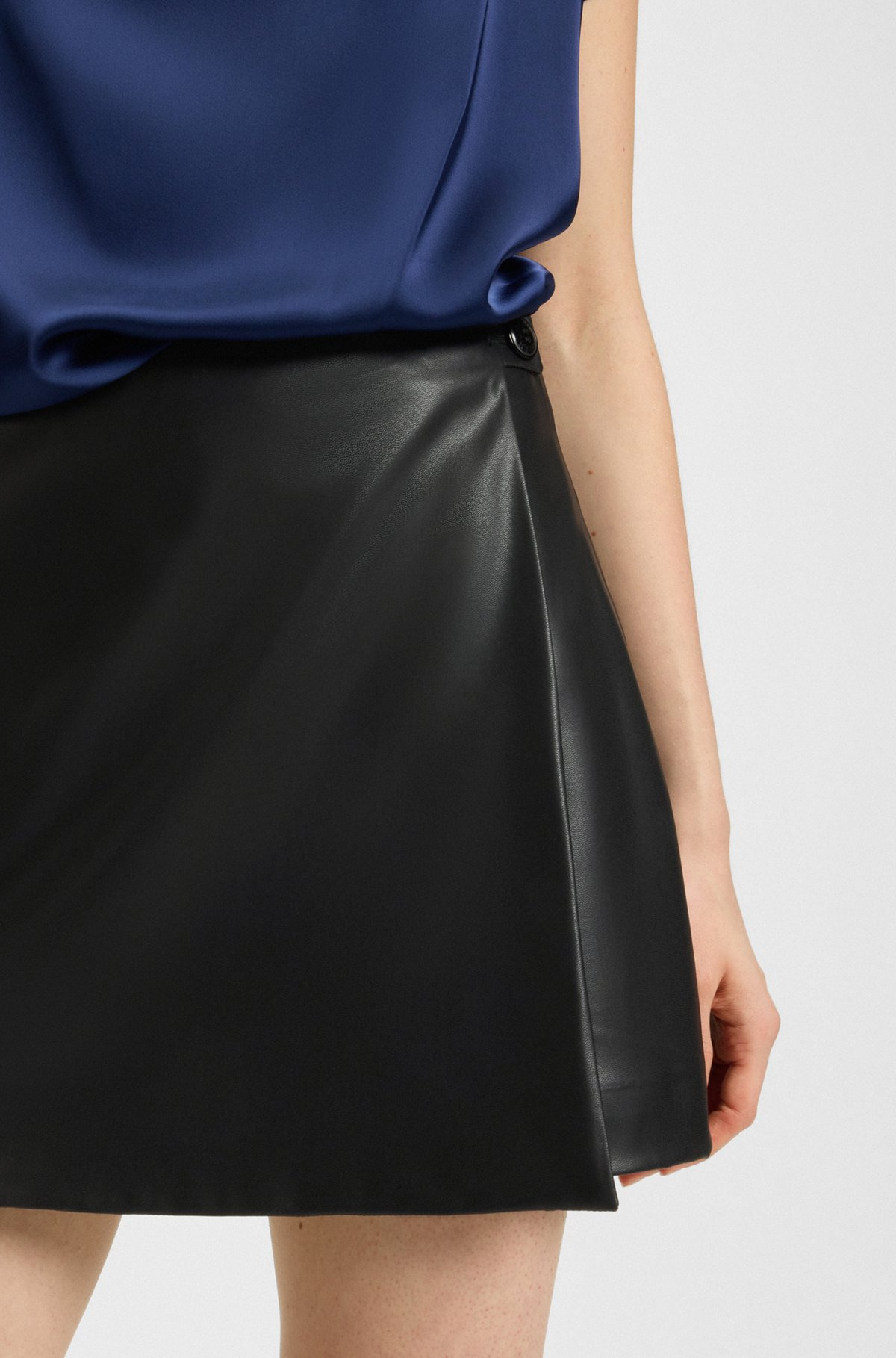 WRAP-FRONT MINI SKORT IN FAUX LEATHER - 5