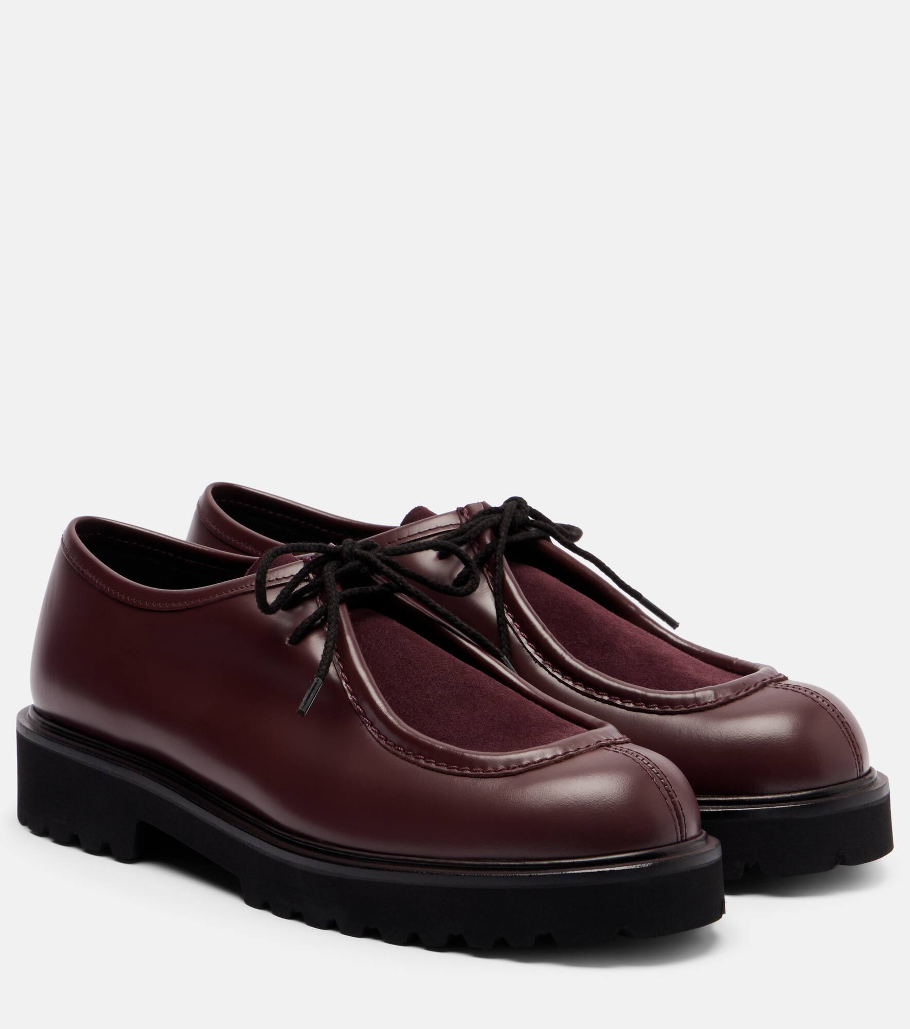 Track leather and suede loafers - 1