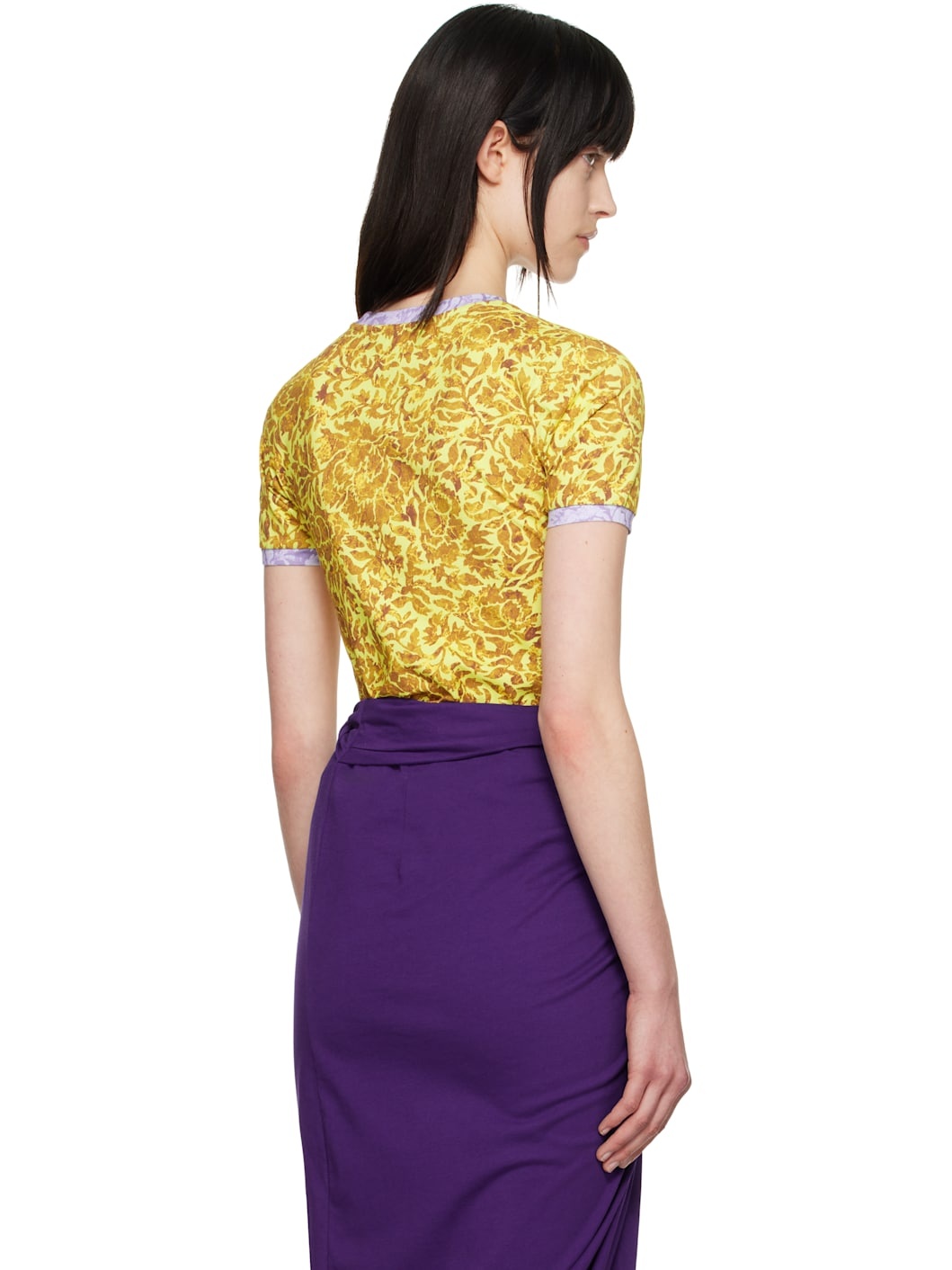 Yellow & Purple Printed Contrast T-shirt - 3
