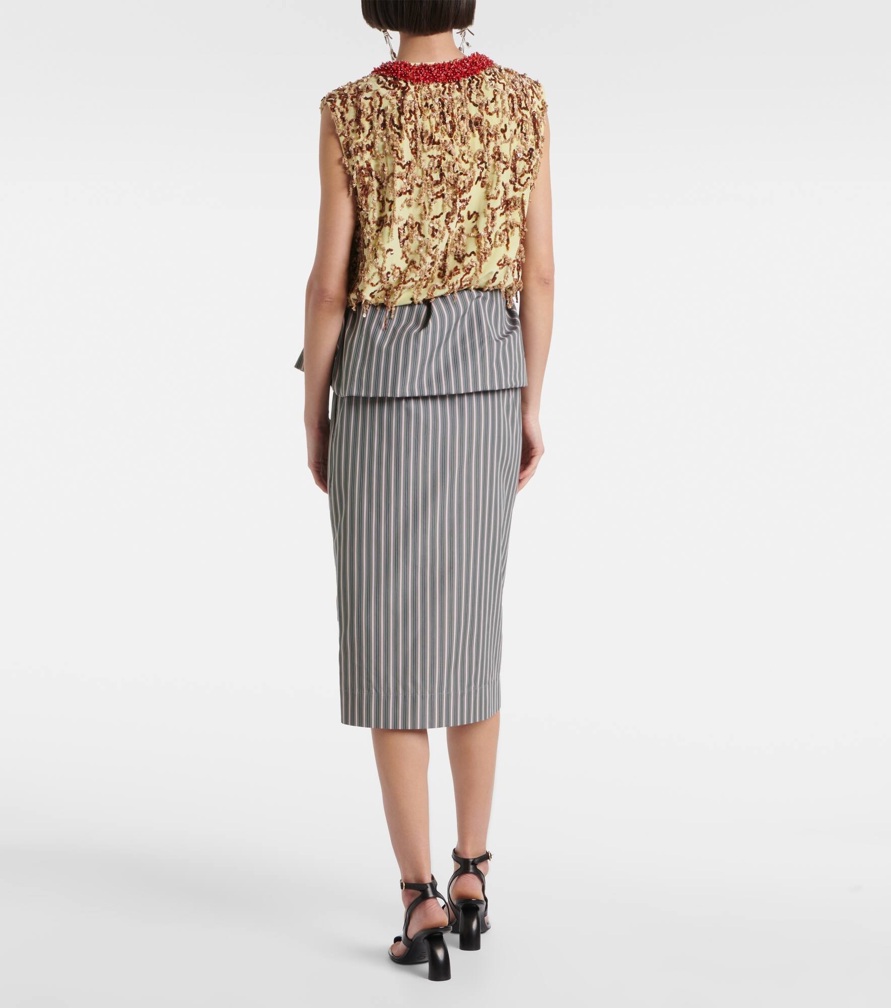 Striped cotton poplin midi skirt - 3