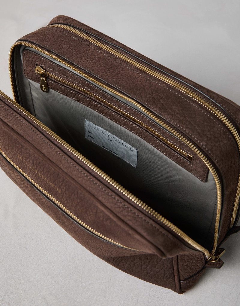 Nubuck beauty case with double zipper 5