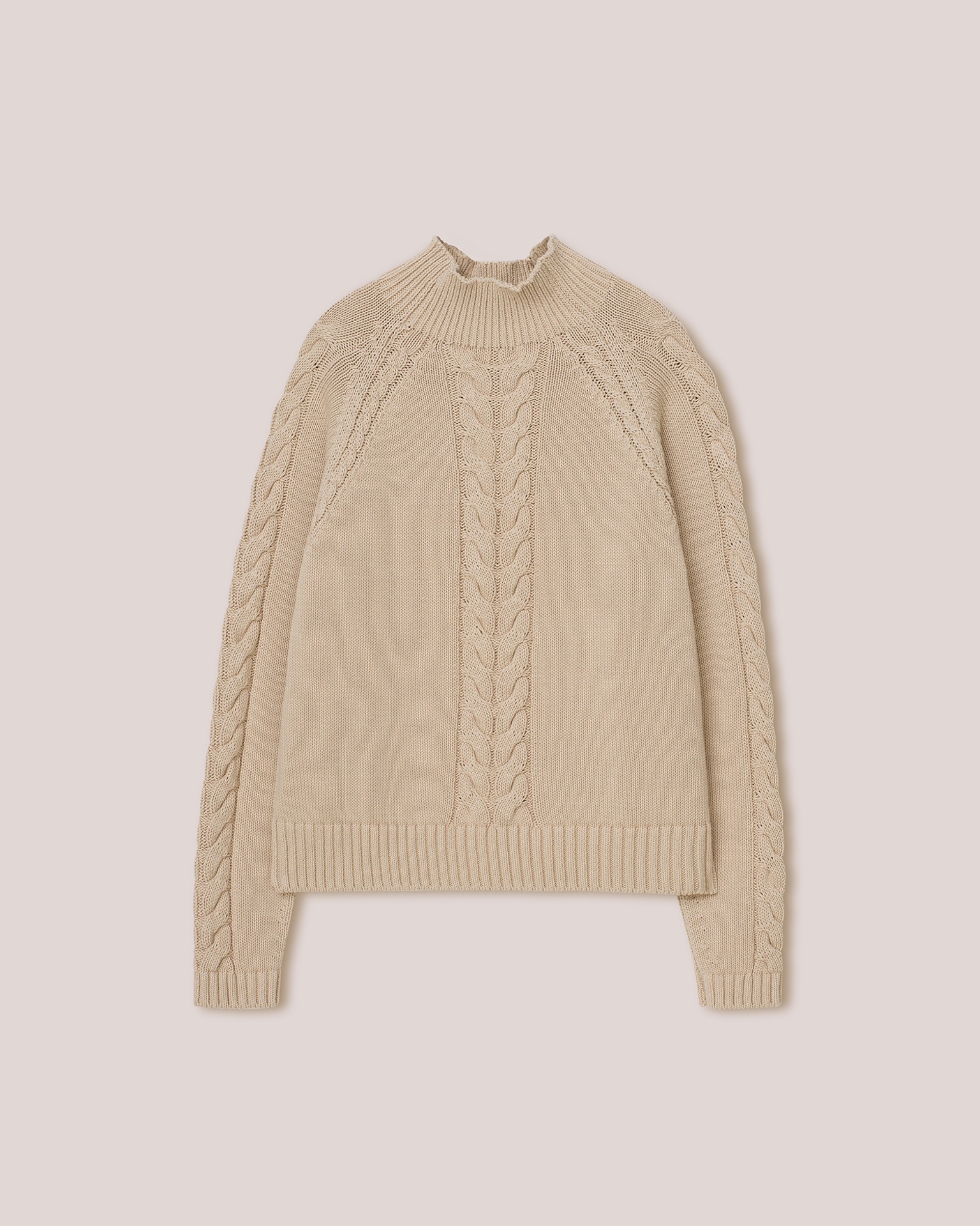 SAUL - Cotton-cable oversized crew-neck sweater - Pebble - 1