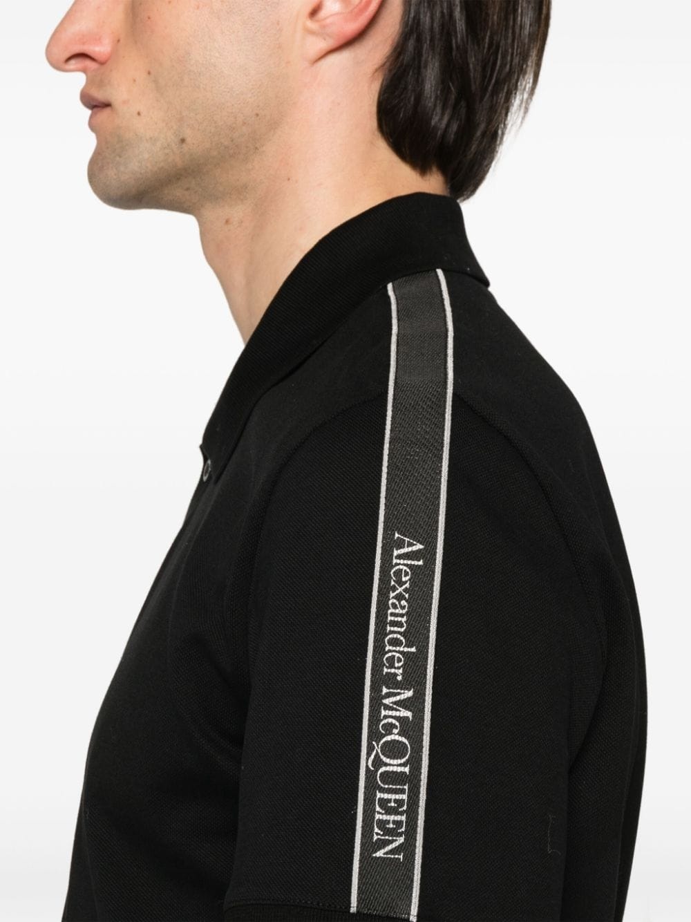 logo-tape cotton polo shirt - 5