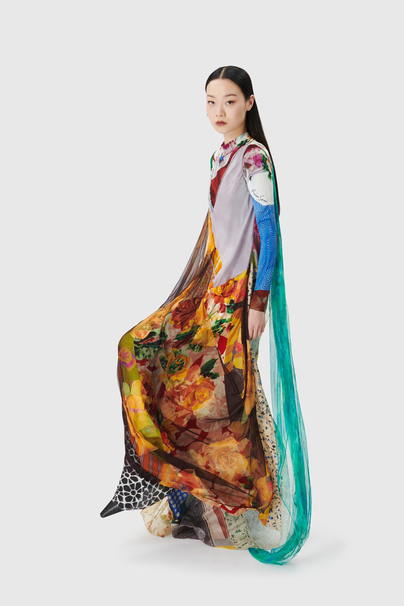 Marine Serre Regenerated Silk Scarves Draped Dress outlook
