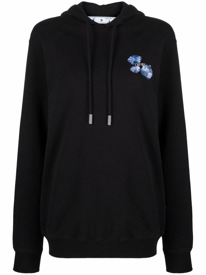 오프 화이트 여성 Floral 화살표 Hoodie 검정 1