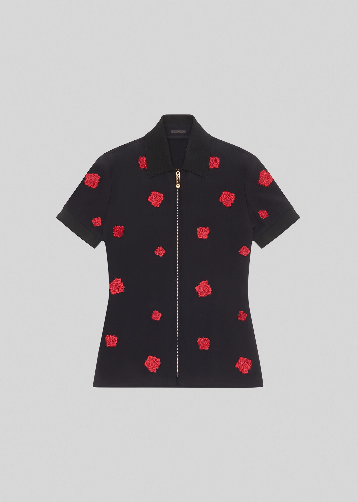 Embroidered Roses Polo Shirt - 1