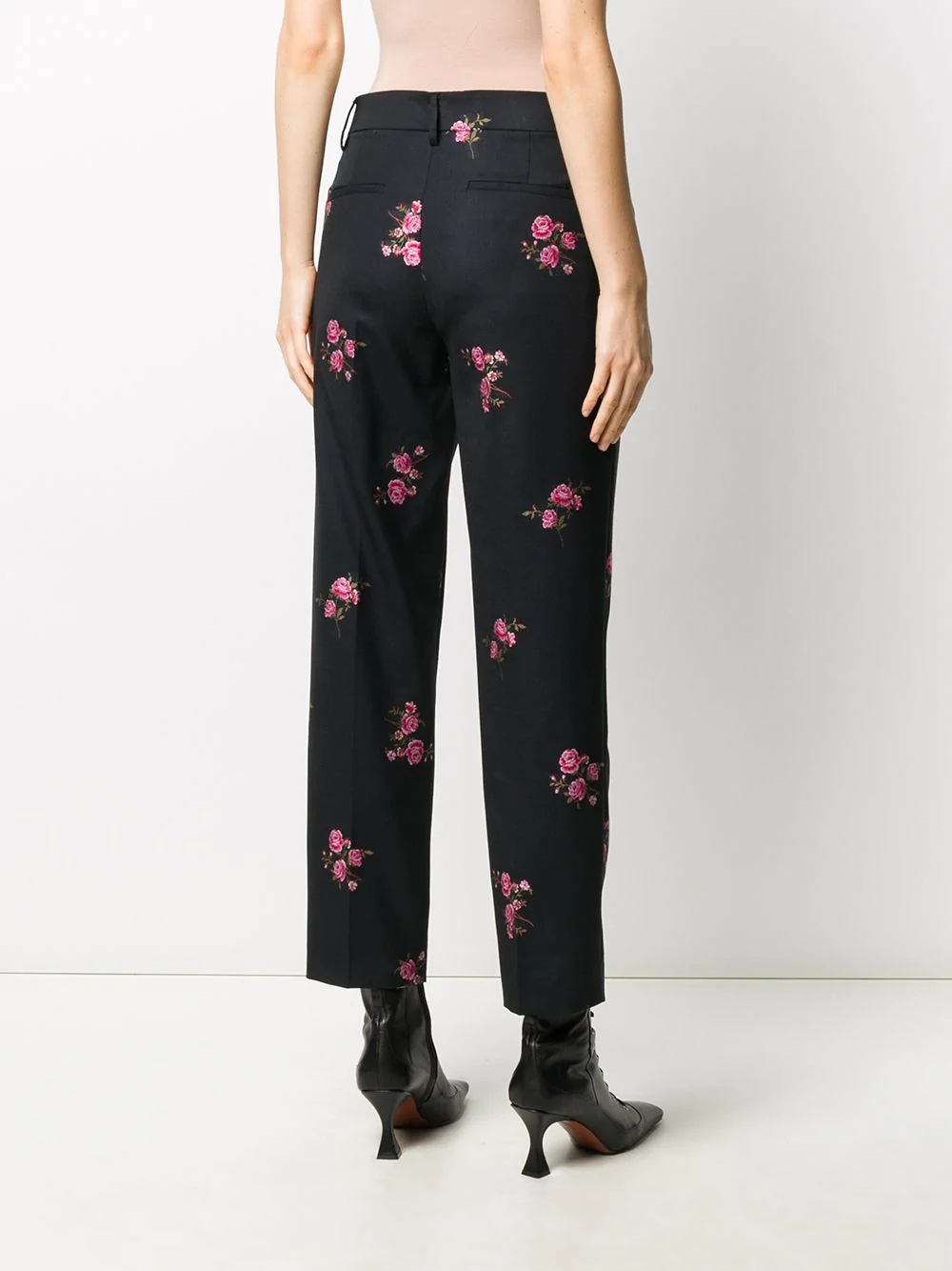 flower jacquard tailored trousers  - 4