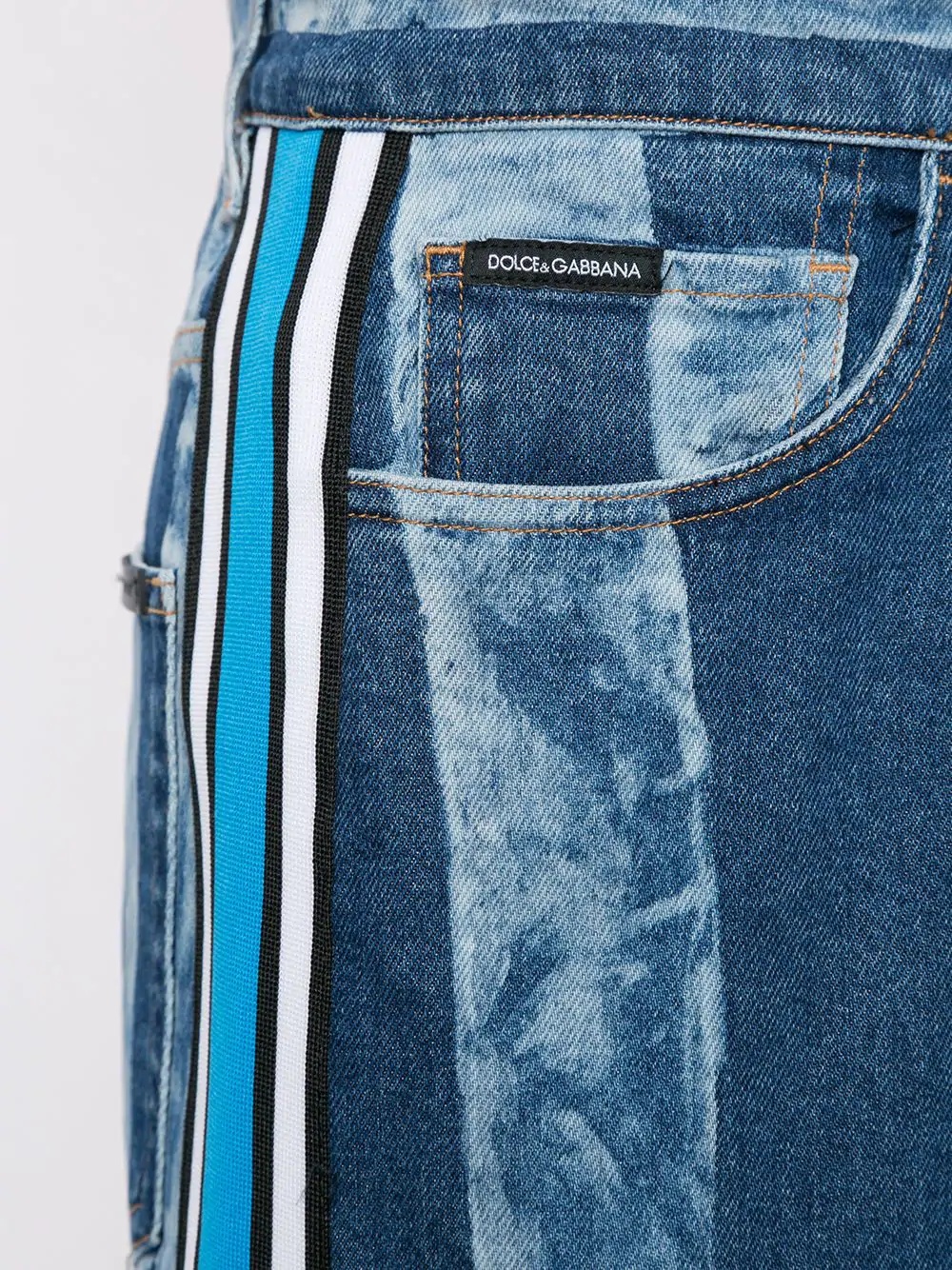striped washed effect jeans - 5