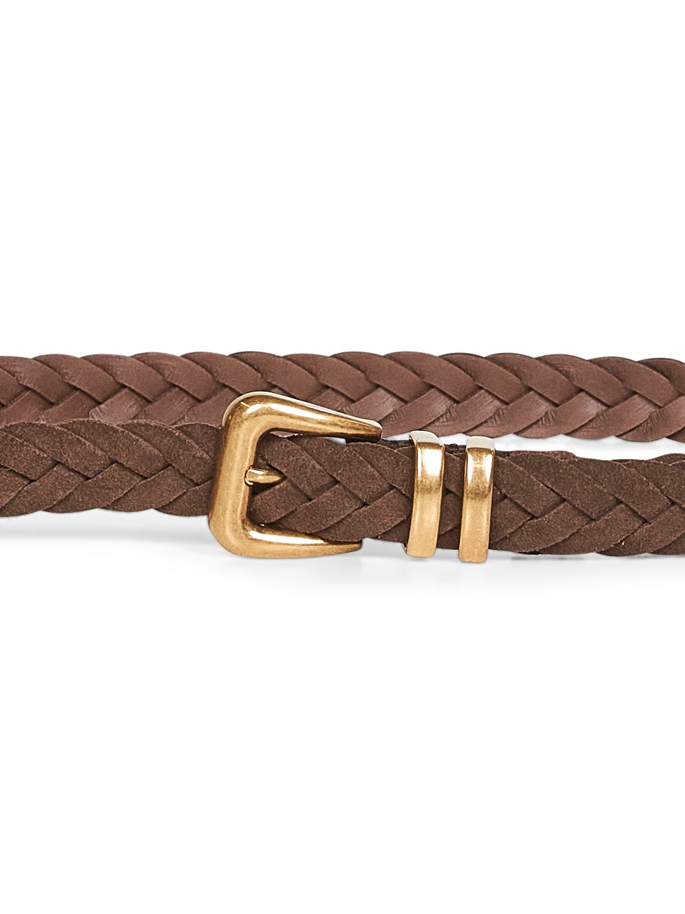 Brown woven reversed calfskin belt - 2