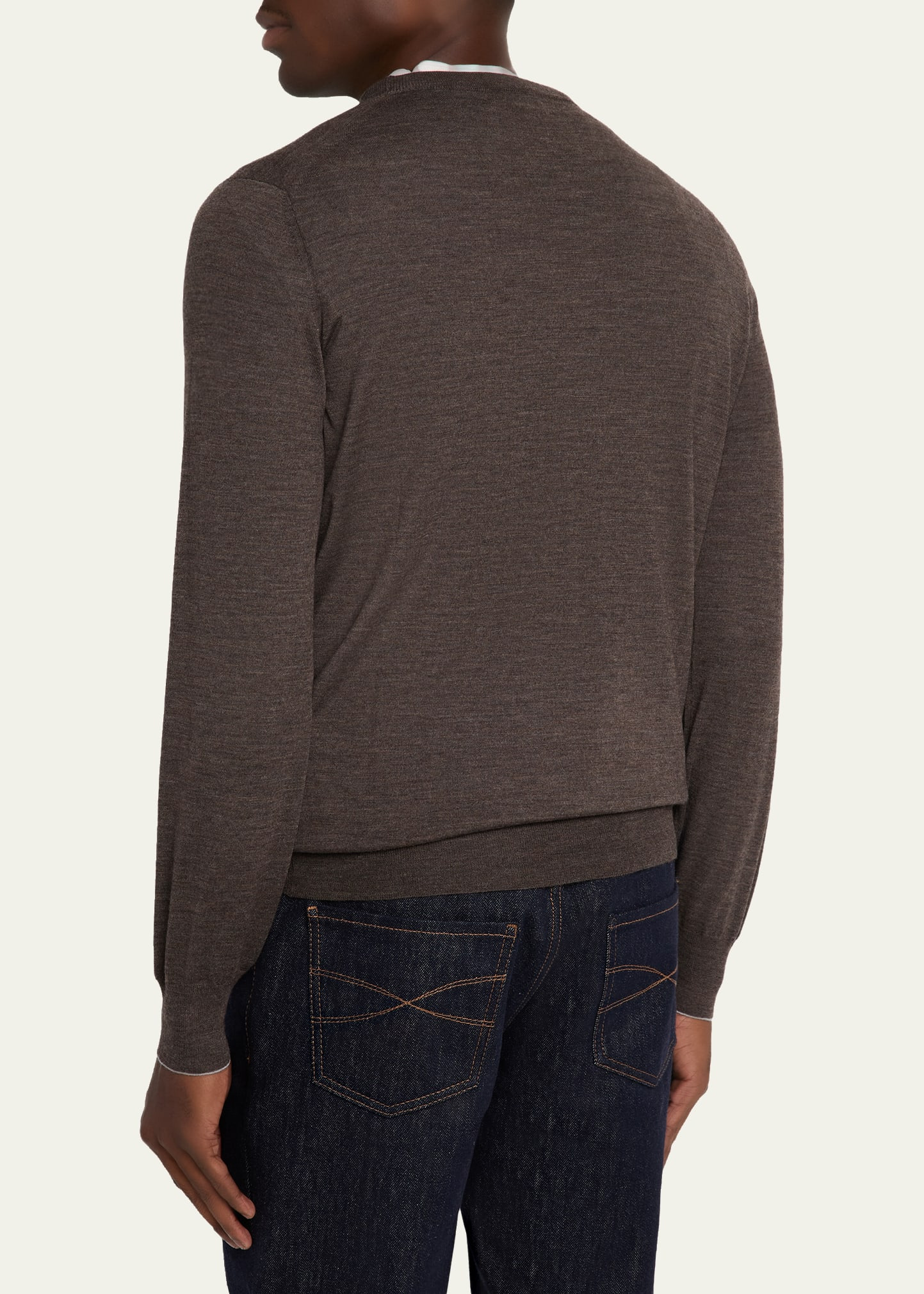 Men's Fine Gauge Wool and Cashmere Crewneck Sweater - 3