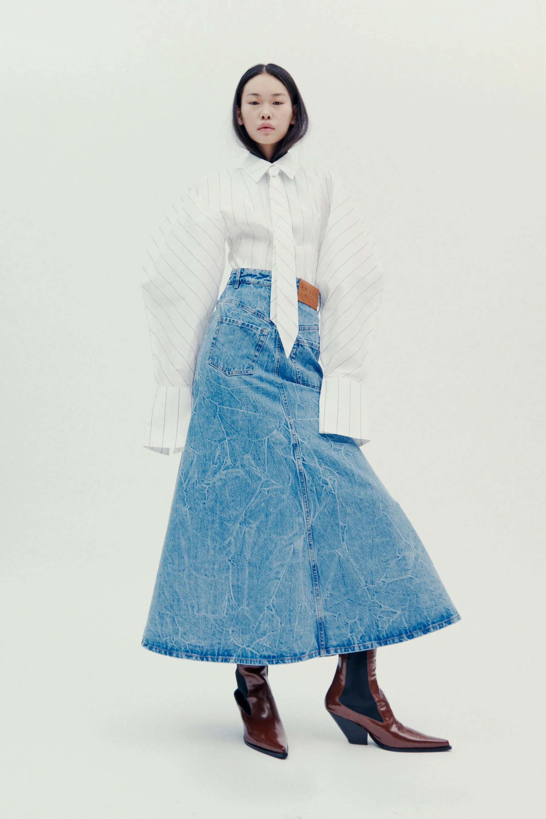 ACID WASH DENIM SKIRT INDIGO ACID WASH - 1