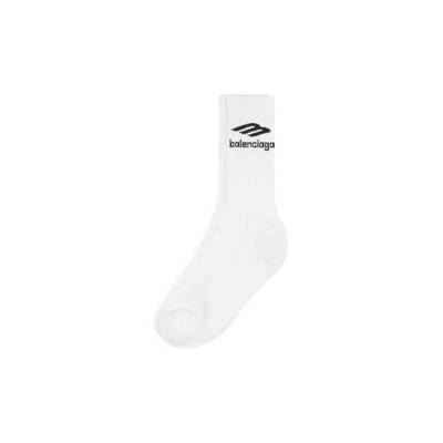 BALENCIAGA Men's 3b Sports Icon Tennis Socks in White outlook