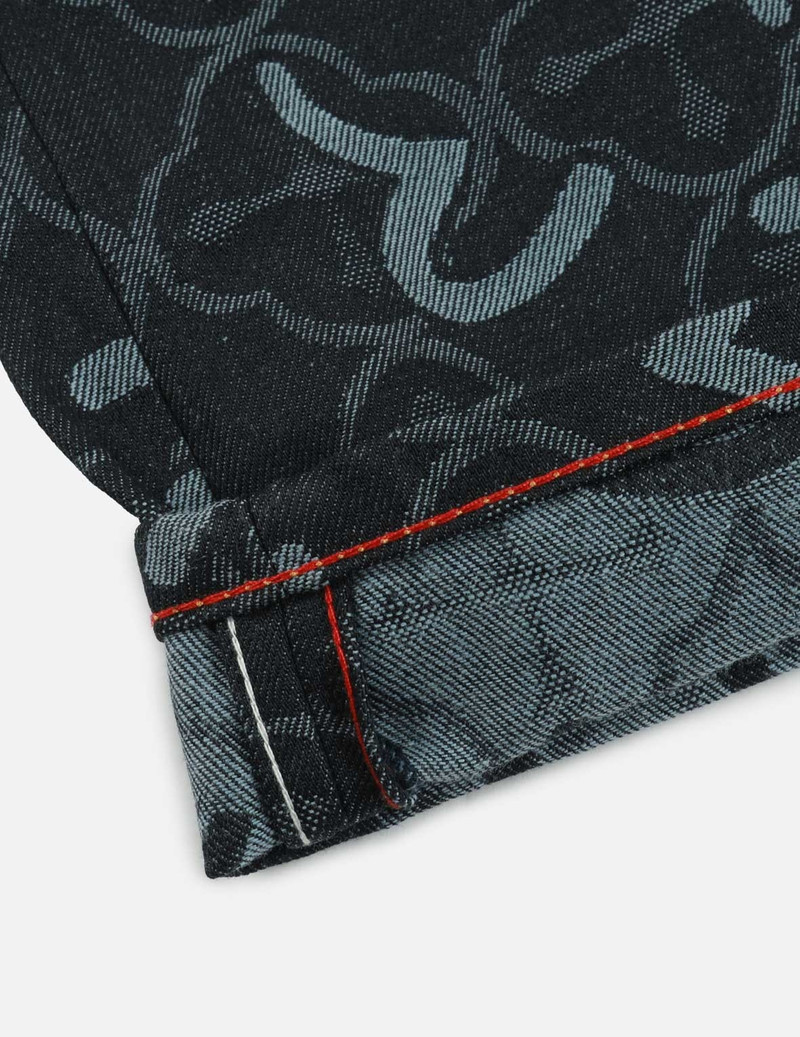 ALLOVER SEAGULL AND KAMON JACQUARD REGULAR FIT DENIM SHORTS 9