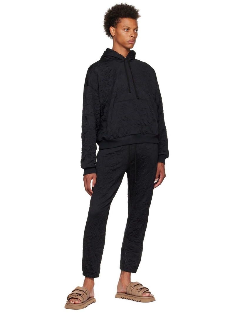 John Elliott Black Crinkled Hoodie outlook