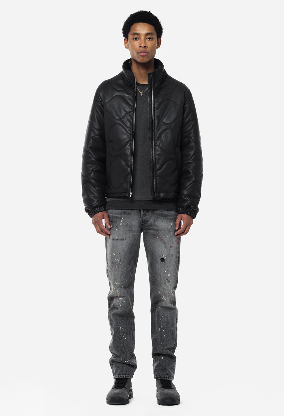 QUILTED LEATHER PUFFER JACKET - 3