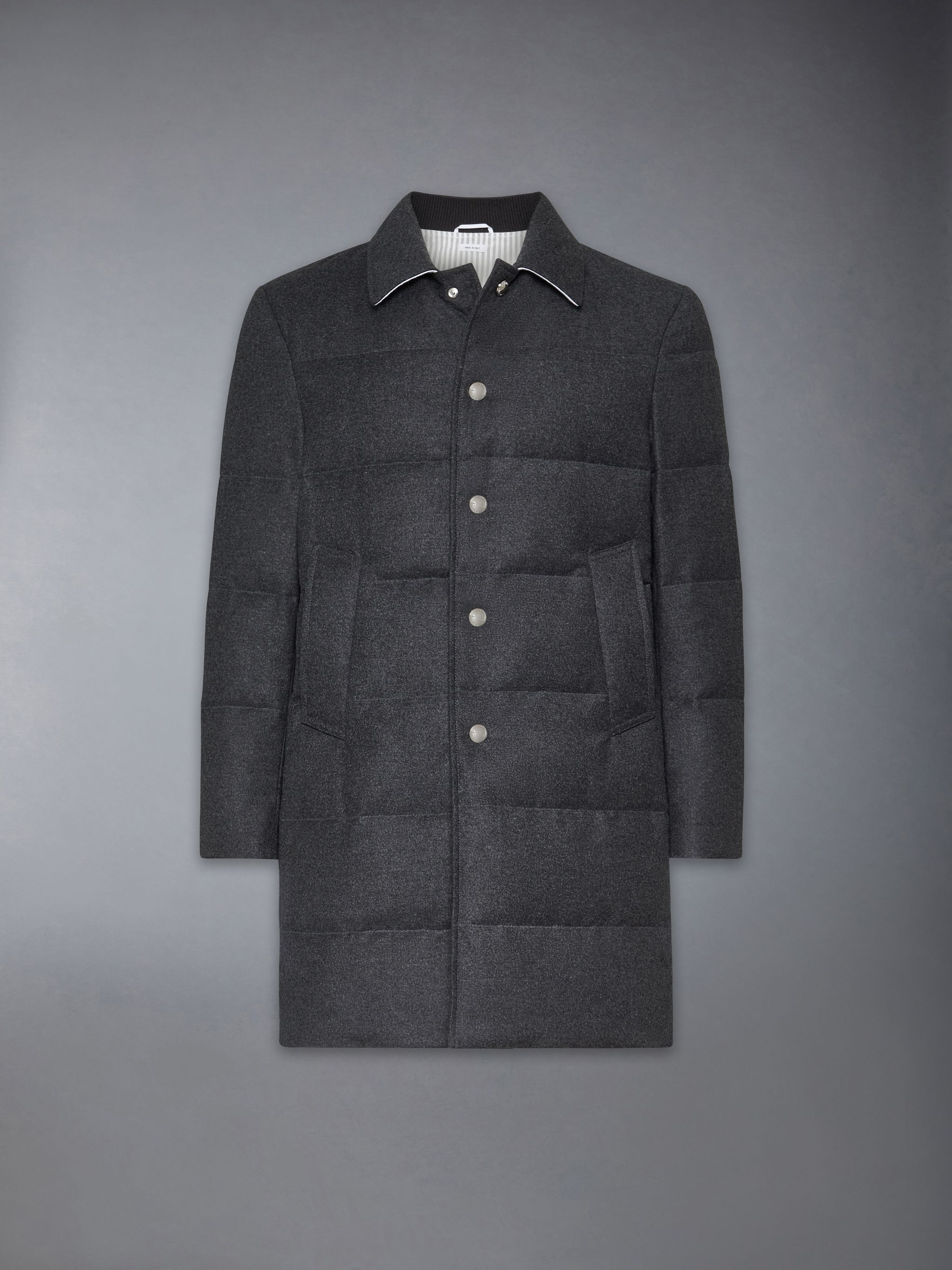 Wool Flannel Down Fill Classic Bal Collar Overcoat - 7