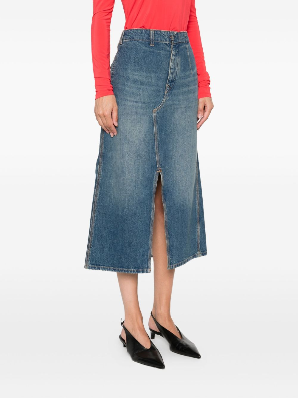 denim A-line skirt - 3