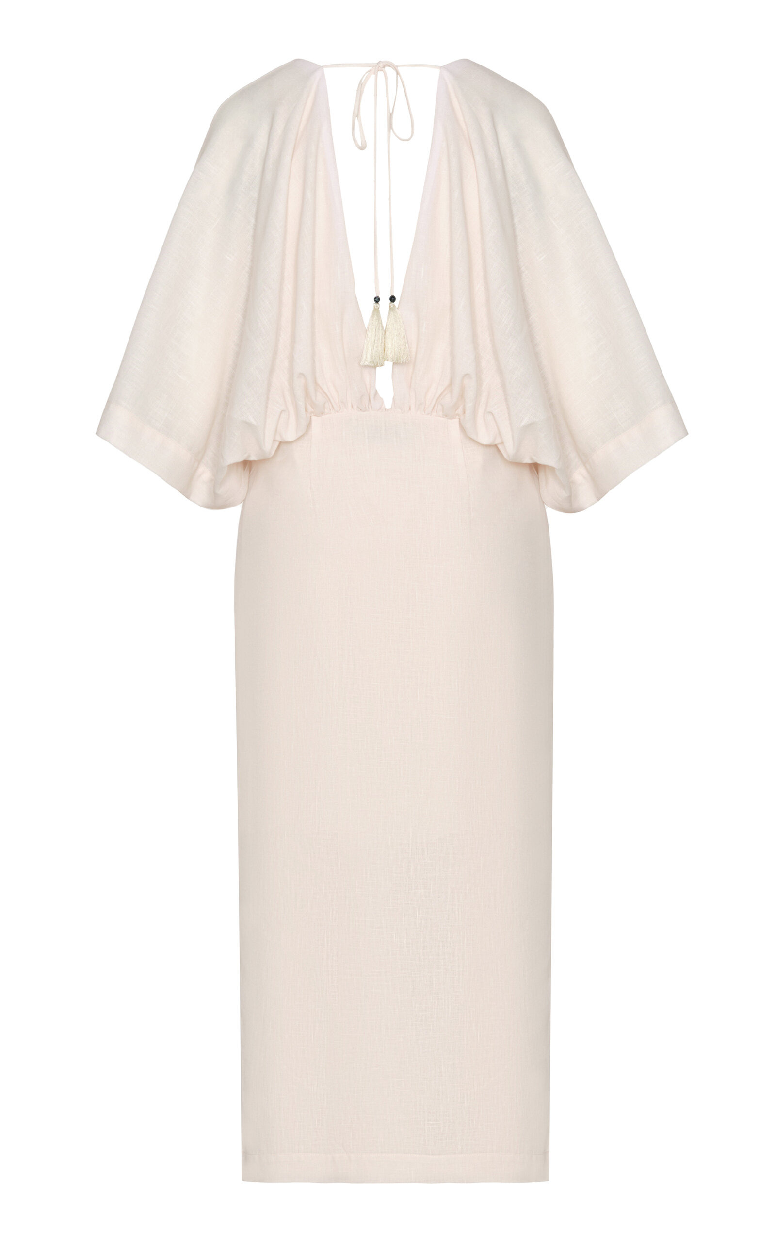 Doble Flor Draped Linen Midi Dress navy - 3