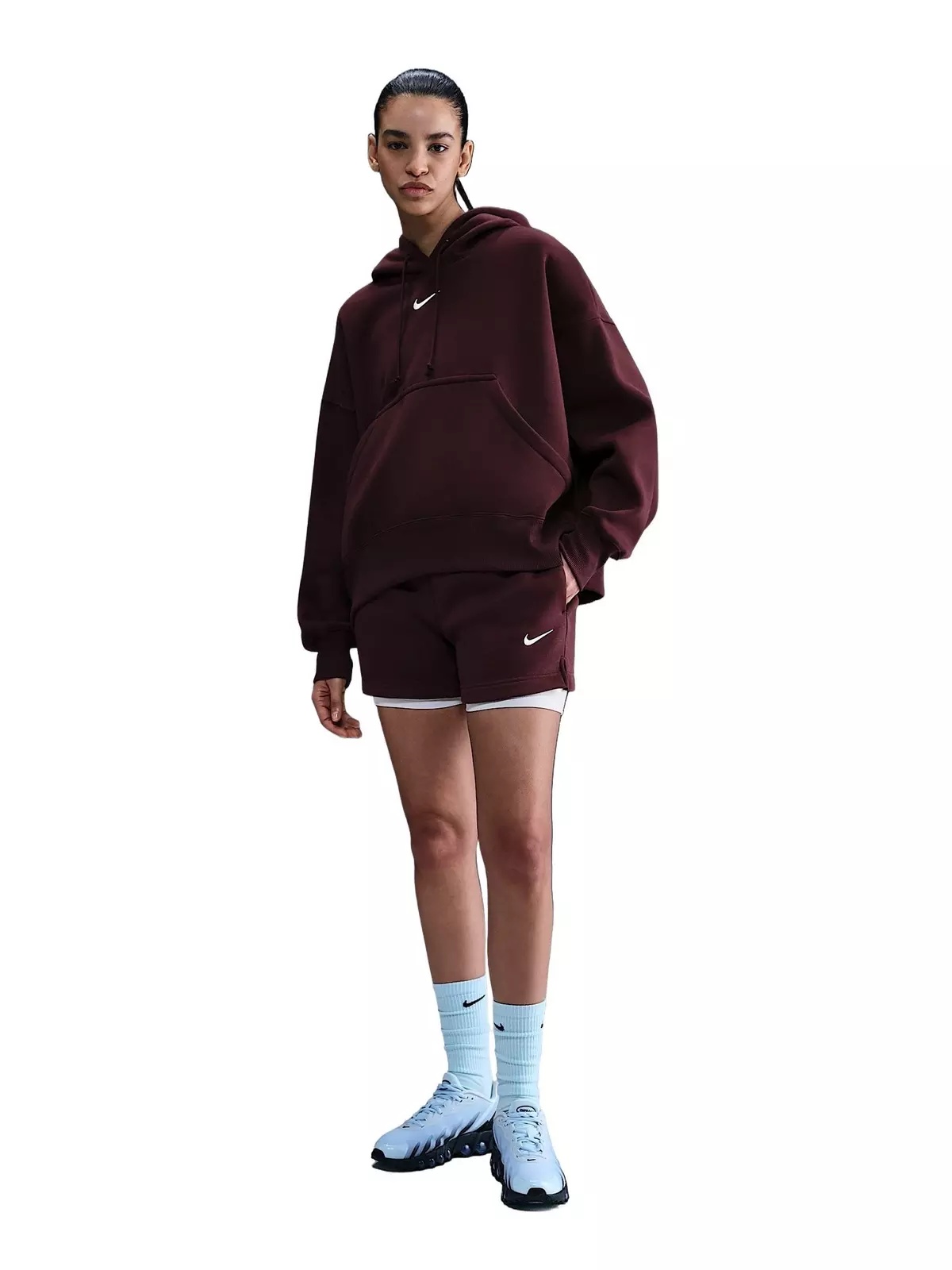 Women's Sportswear Phoenix Fleece Mid-Rise 4" Shorts -Burgundy - 4