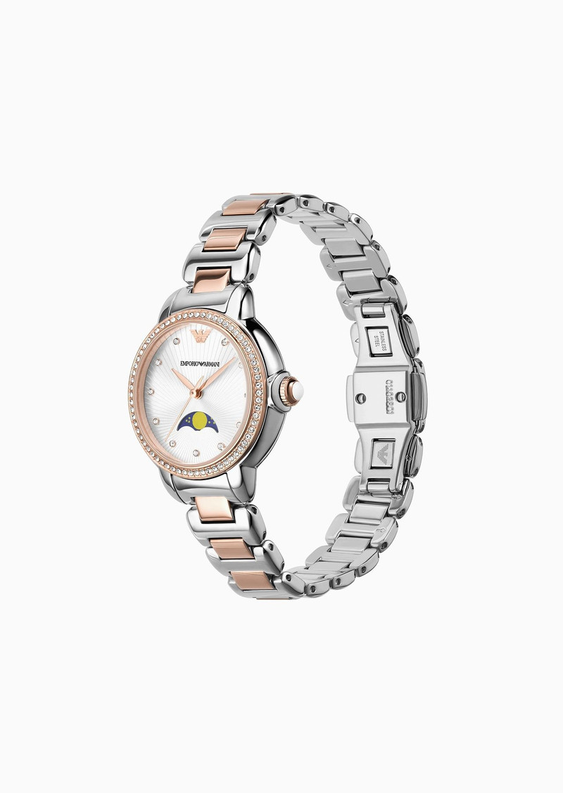 EMPORIO ARMANI Three-Hand Moonphase Two-Tone Stainless Steel Watch outlook